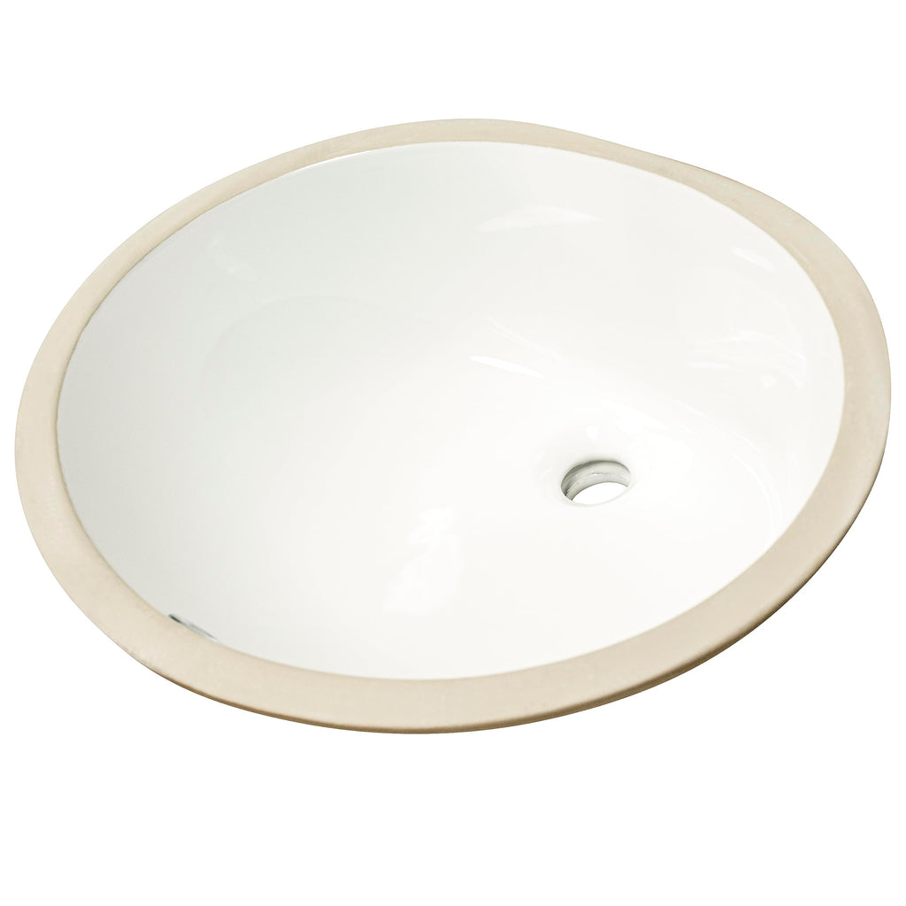 MSI 17.0” (L) x 14.125” (W) x 7.75” (H) Oval Porcelain Ceramic Undermount Bathroom Vanity Vessel Sink, White