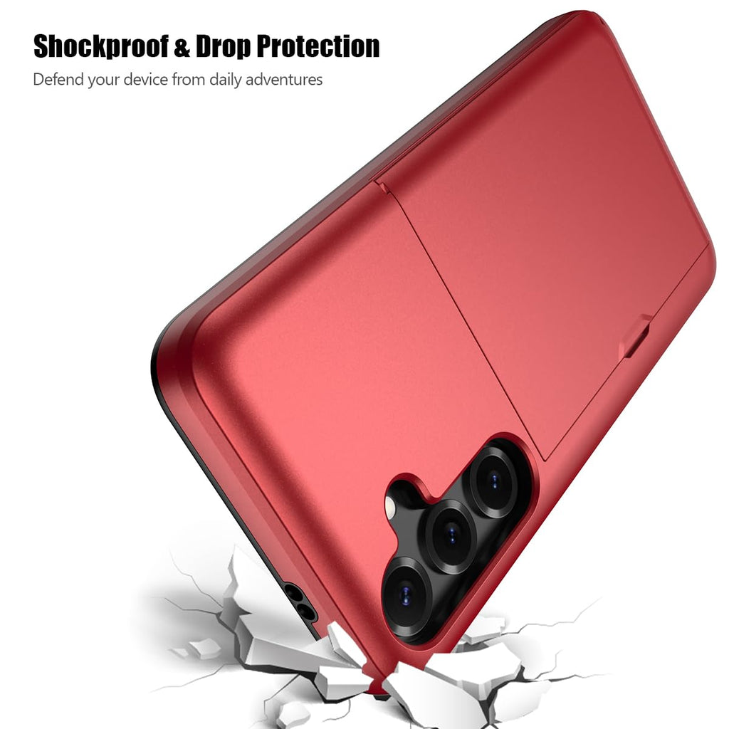Nvollnoe for Samsung Galaxy S25 Case with Card Holder Dual Layer Heavy Duty Protective Case Hidden Card Slot Slim Wallet Cover for Samsung S25 6.2''(Black)