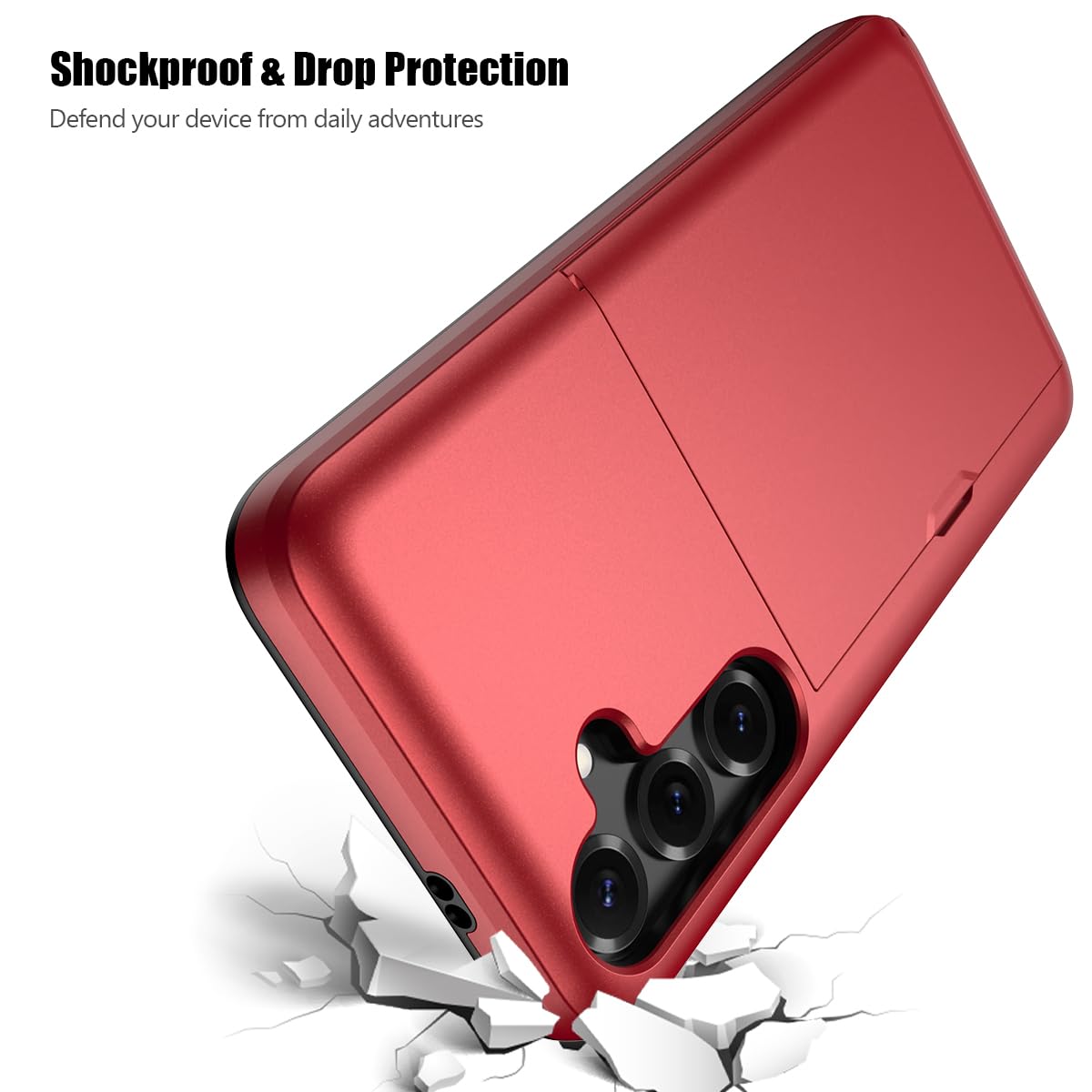 Nvollnoe for Samsung Galaxy S25 Case with Card Holder Dual Layer Heavy Duty Protective Case Hidden Card Slot Slim Wallet Cover for Samsung S25 6.2''(Black)