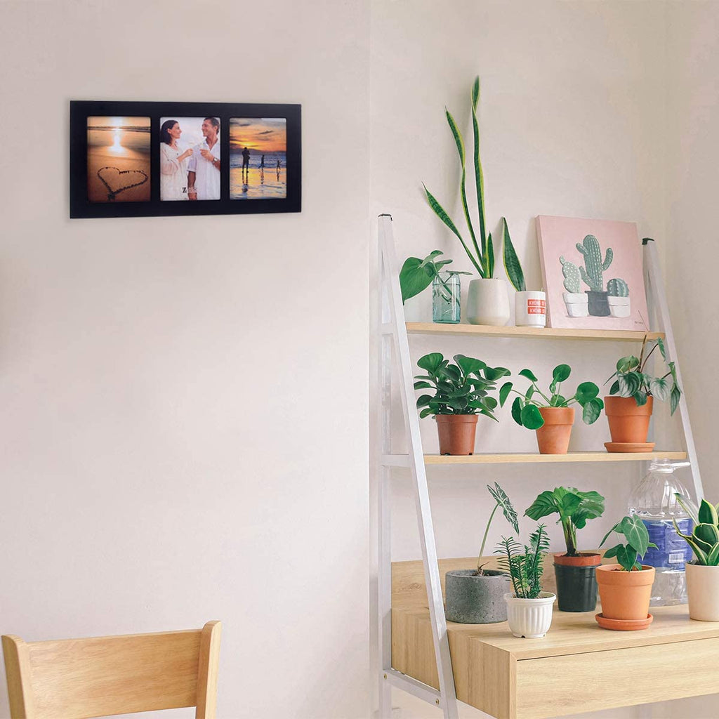 4x6 2-Opening Collage Frame Black Wood | Two 4x6 openings, shatter-resistant glass, tabletop & wall mount