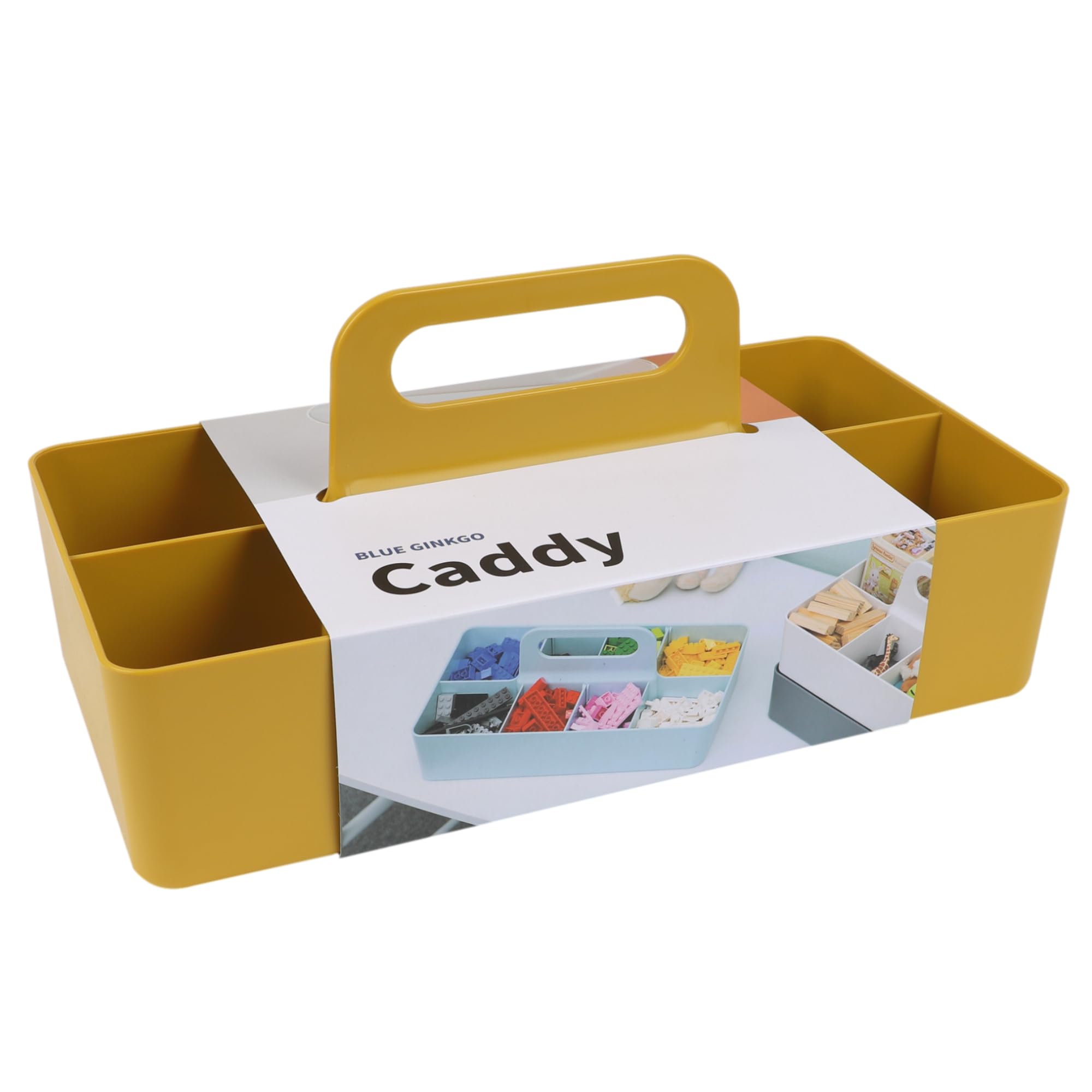 BLUE GINKGO Stackable Organizer Caddy – Korean-Made Portable Tote for Bathroom, Office, Crafts, or School Supplies (Long Rectangle, Blue)
