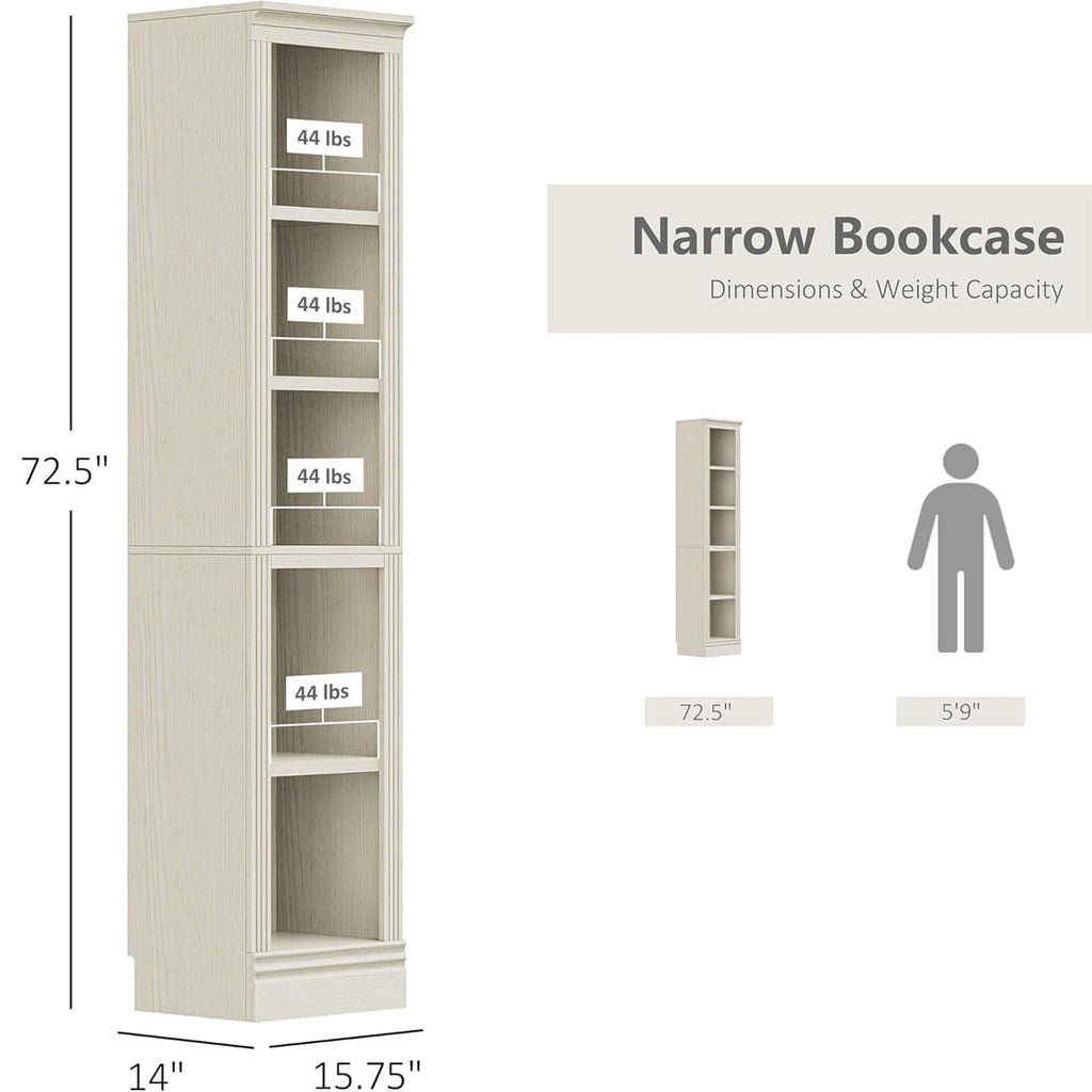 JAHRSTIM Halston Bookshelf, 5-Tier Tall Deep Storage Shelf, Adjustable Open Shelving Unit Closet Organizer and Storage for Living Room Home Office Bedroom, Modular Deep Bookcase Bookshelves
