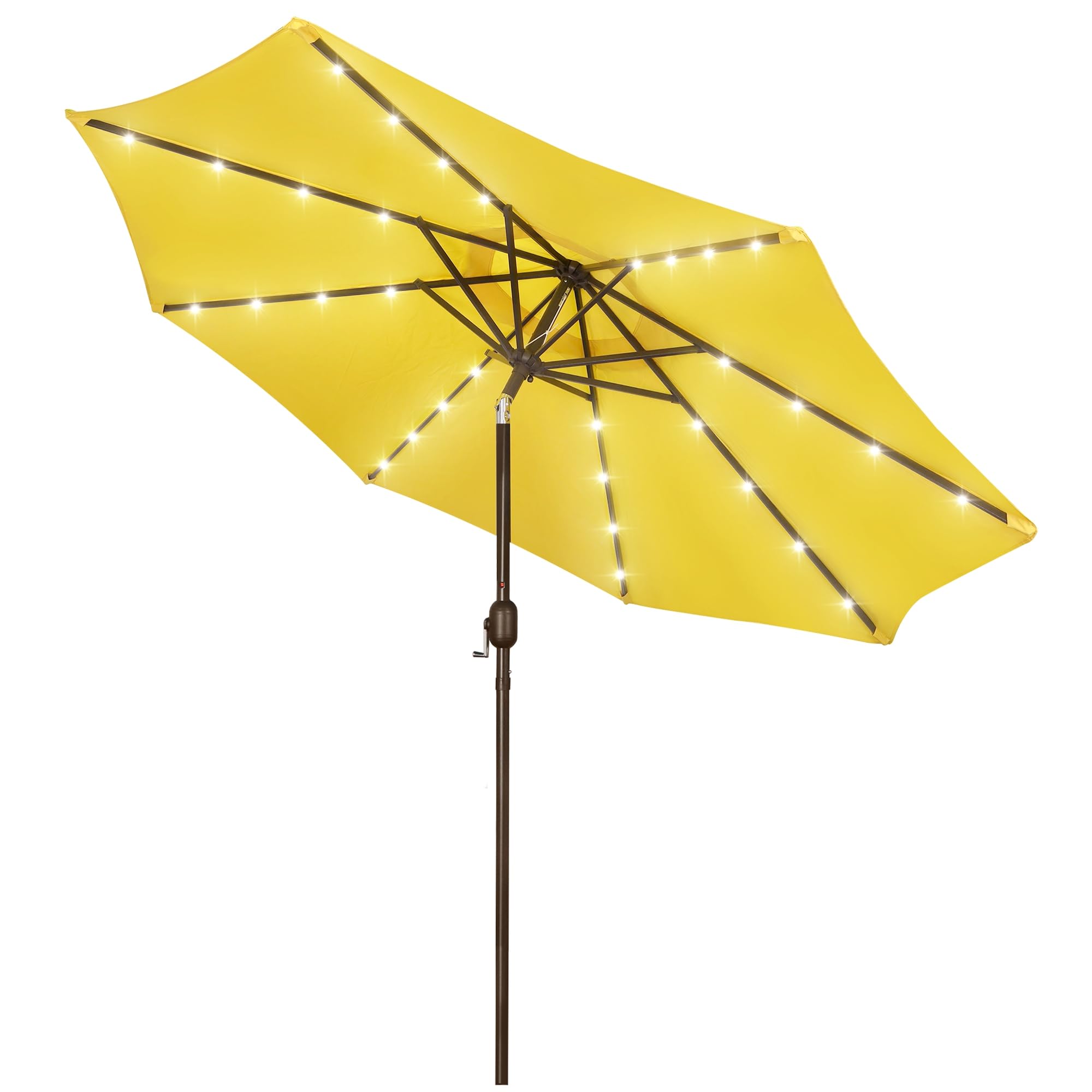 Blissun 9 ft Solar Umbrella, 32 LED Lighted Patio Umbrella, Table Market Umbrella, Outdoor Umbrella for Garden, Deck, Backyard, Pool and Beach (Light Blue)