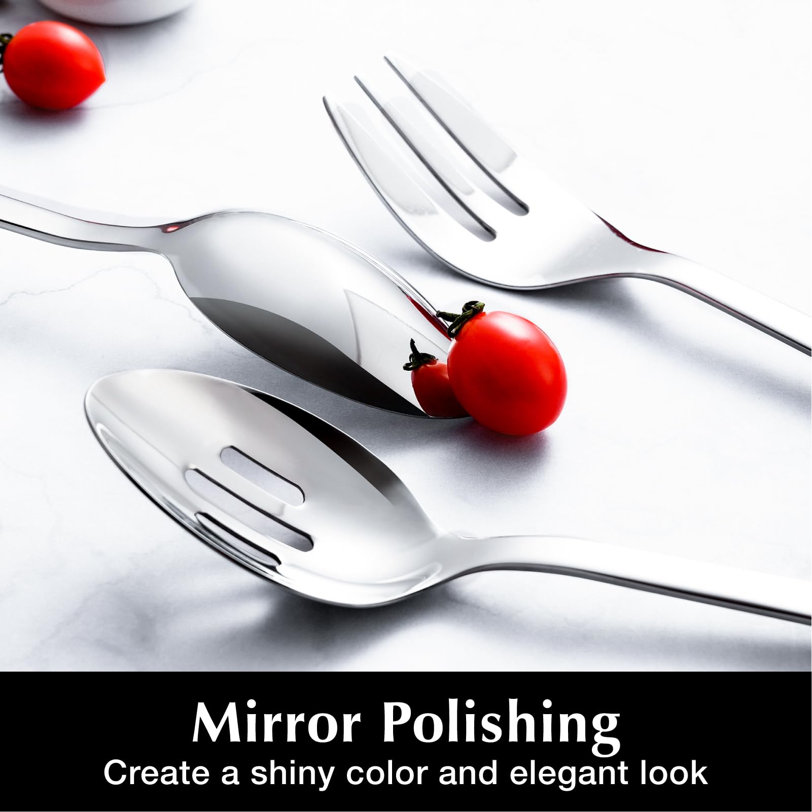 KINGSTONE Large Hostess Gold Serving Utensils Set,18/10 Stainless Steel Heavy Duty 10inch Serving Spoons,Slotted Spoons,Serving Fork,Serving Tongs, Cake Pie Server For Buffet, Wedding, Party