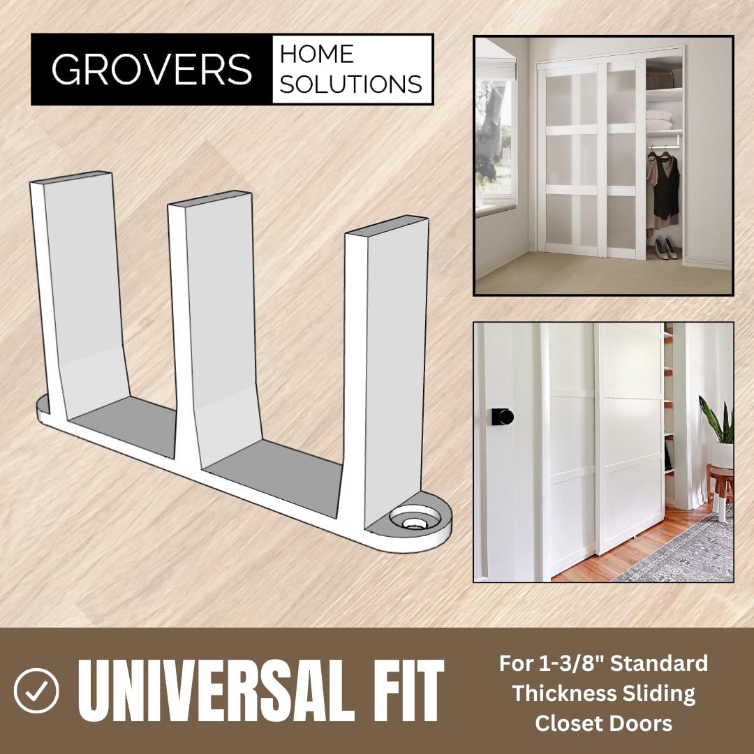 Sliding Closet Door Floor Guide Bracket | Universal Fit for 1-3/8" Width Bypass Doors (Beige) | Grovers Home Solutions