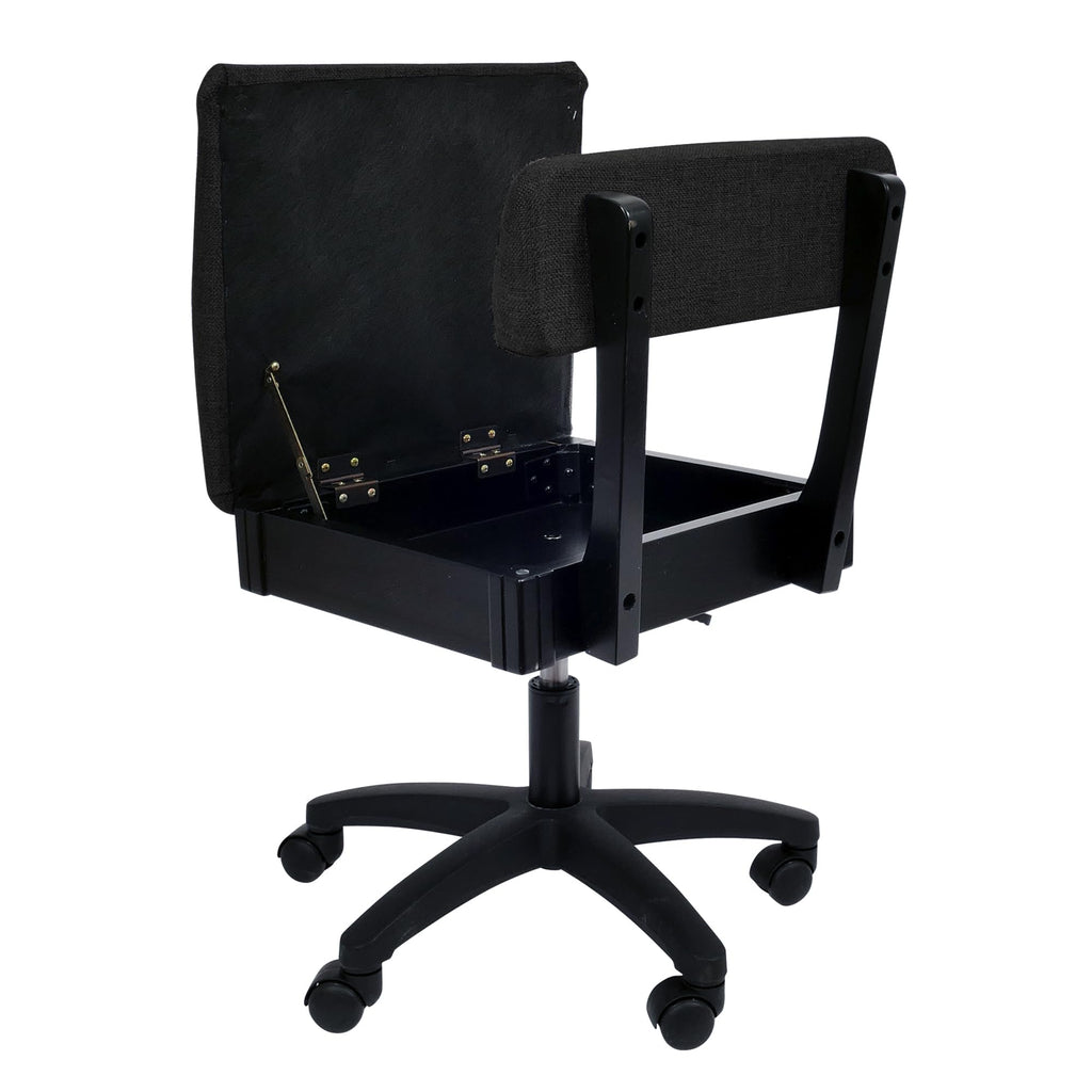 Arrow Sewing H8123 Adjustable Height Hydraulic Sewing and Craft Chair with Under Seat Storage and Solid Fabric, Lady Gray Fabric