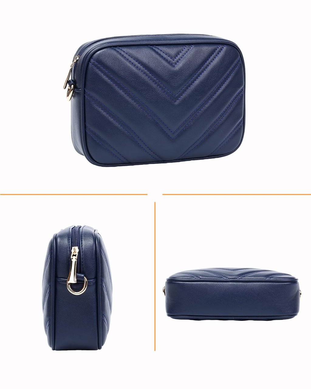 Herald Chevron Quilted Small Crossbody Bag with Coin Purse Pouch, Women Square Camera Side Shoulder 2 Size Handbags | Chevron