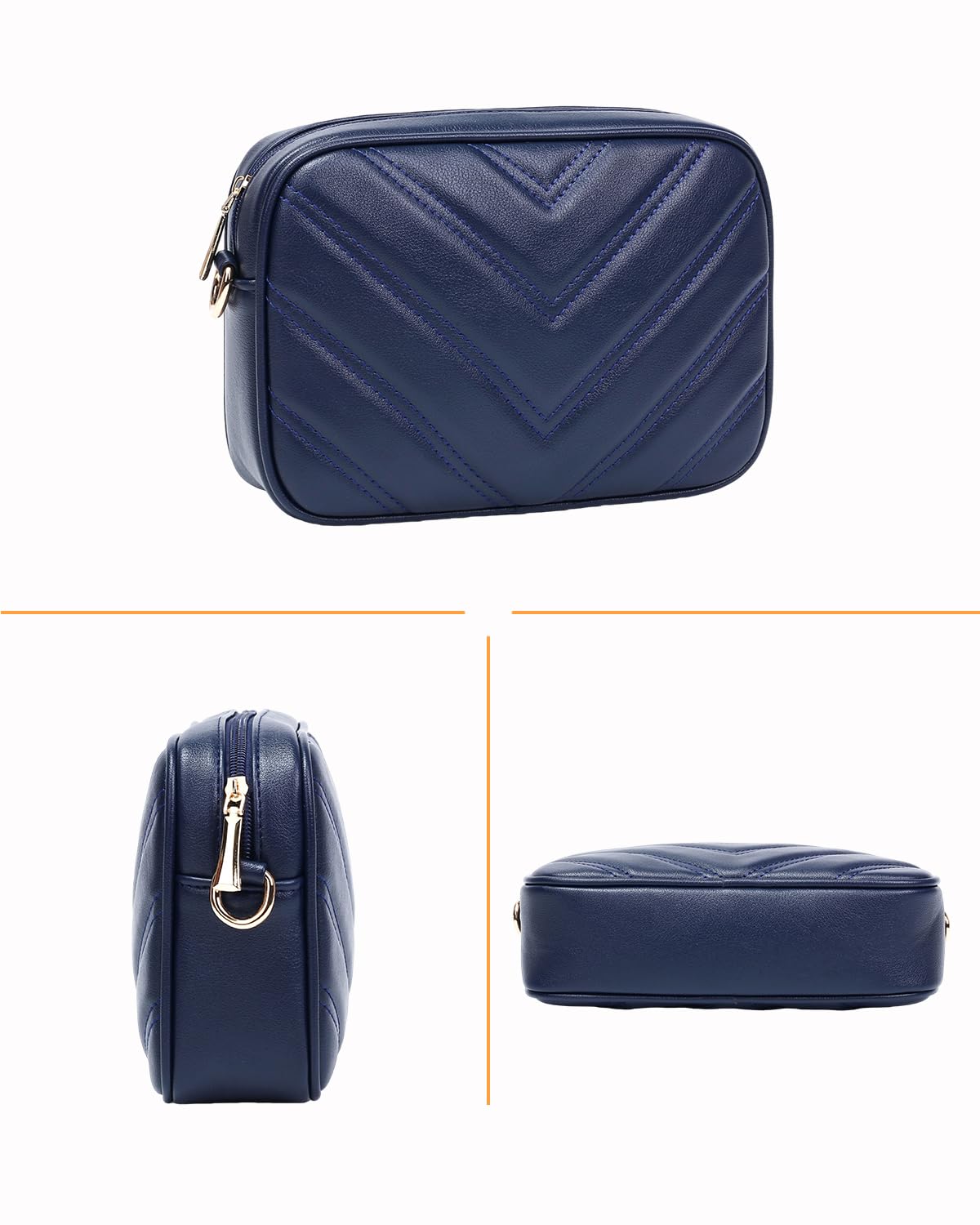 Herald Chevron Quilted Small Crossbody Bag with Coin Purse Pouch, Women Square Camera Side Shoulder 2 Size Handbags | Chevron