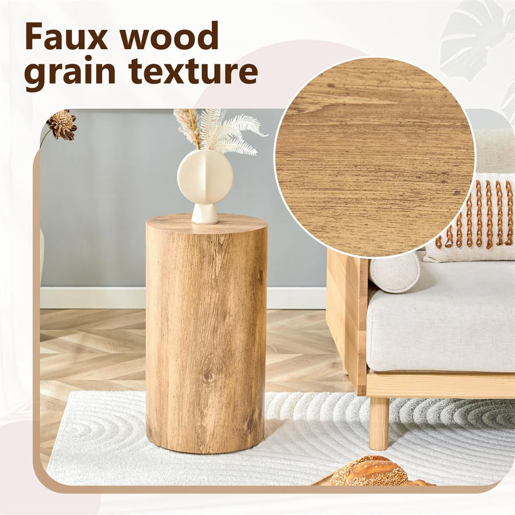 Round Coffee Table, 23.6" Modern Grey Faux Marble Drum Coffee Table, Round Accent Center Table for Living Room Apartment Small Spaces, No Assembly Required