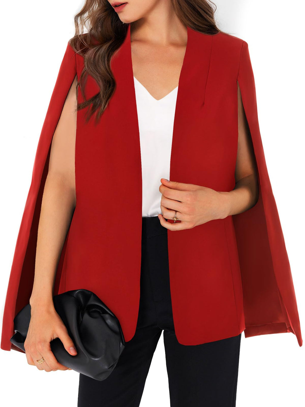 GAMISOTE Womens Cape Blazer Split Sleeve Open Front Casual Jacket Coat Workwear