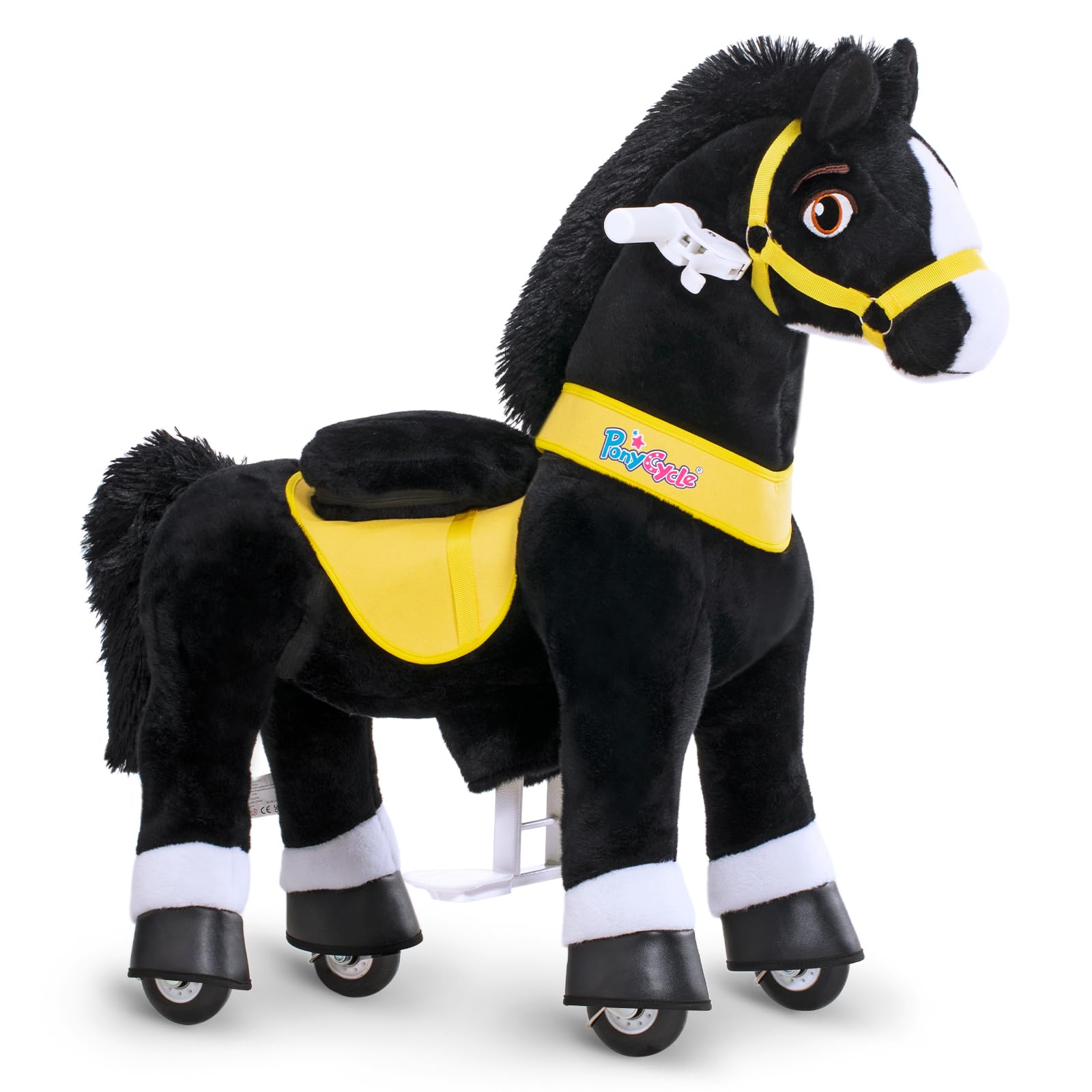 PonyCycle Ride on Toys Riding Black Horse Toys No Battery Required (with Brake/ 30" Height/Size 3) Pony Rider Walking Animals Rocking Horse Ride on Horse for Kids Riding Toys E338