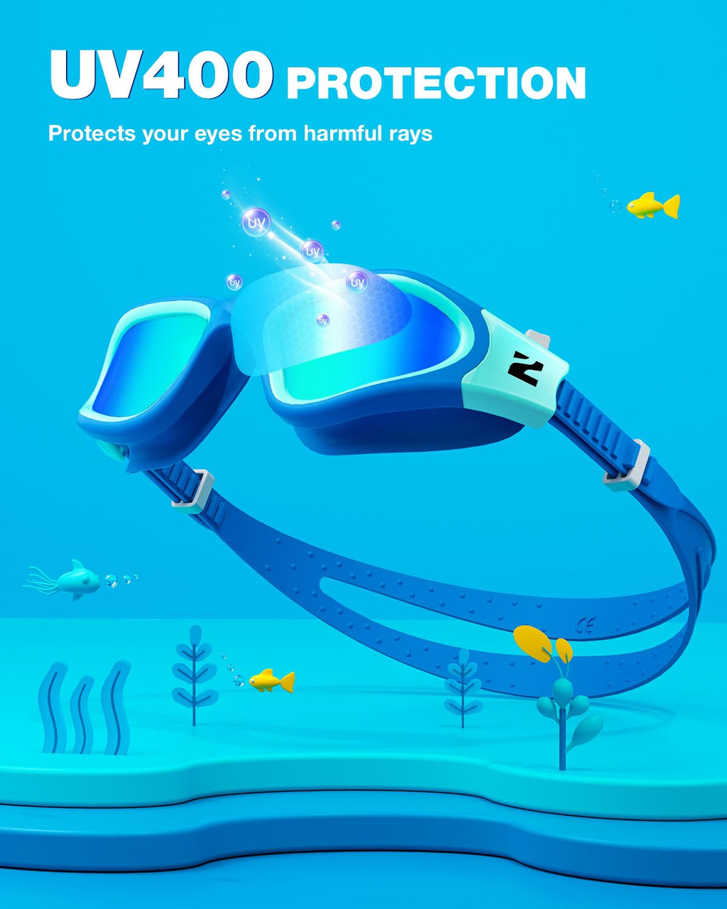 ZIONOR Kids Swim Goggles, G1MINI SE No Leak Anti-Fog Goggles for Kids 6-14, Soft Silicone Comfort Fit, Easy Adjust Strap