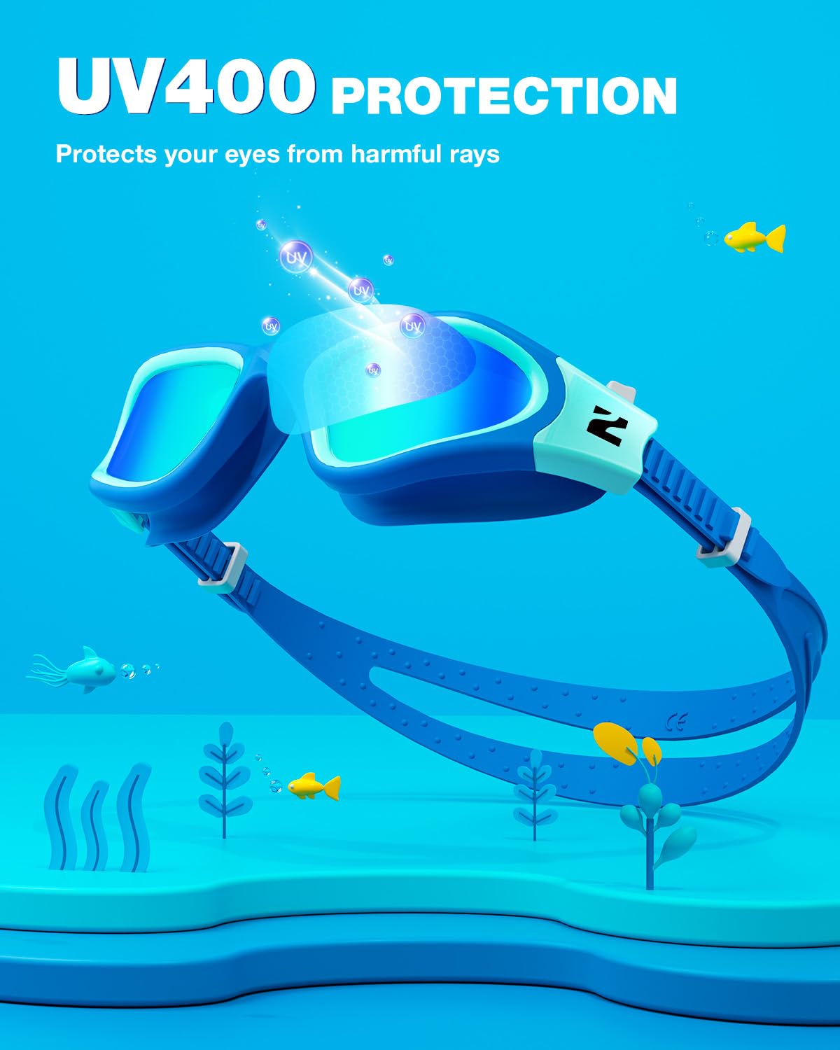 ZIONOR Kids Swim Goggles, G1MINI SE No Leak Anti-Fog Goggles for Kids 6-14, Soft Silicone Comfort Fit, Easy Adjust Strap