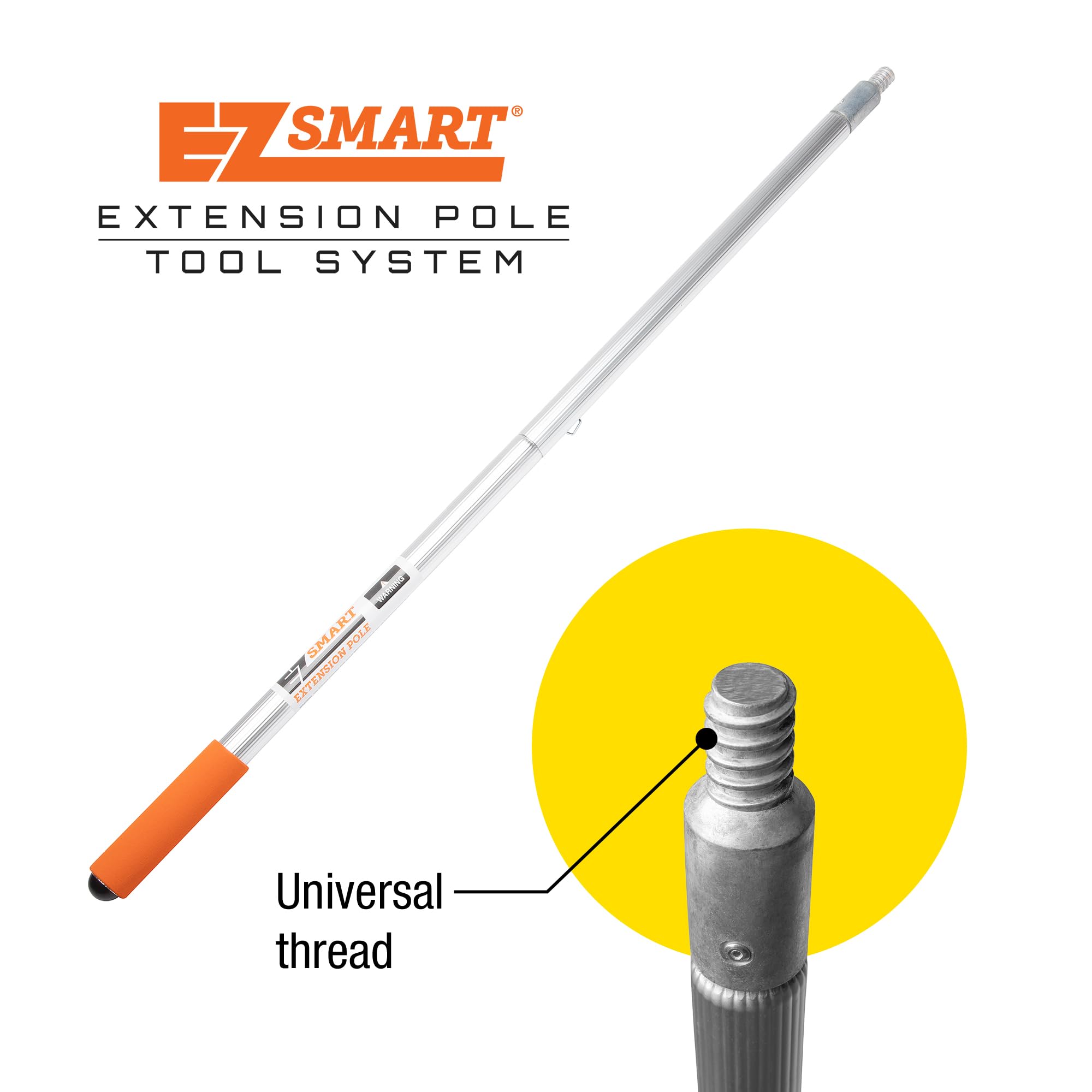 EZ Smart 21ft+ Extension Pole – Extendable Pole Reaches 1 to 16ft, Expandable with Add-a-Pole – Compact, Lightweight, and Durable – Fits Cleaning, Painting, Dusting & Fruit Picker Attachments