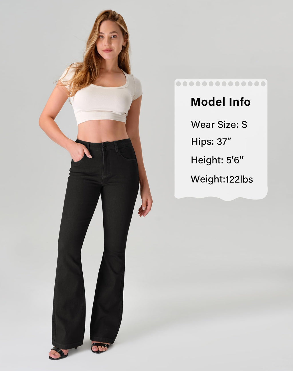 roswear Women's Trendy Stretchy Flare Jeans Mid Rise Bootcut Curvy Denim Pants