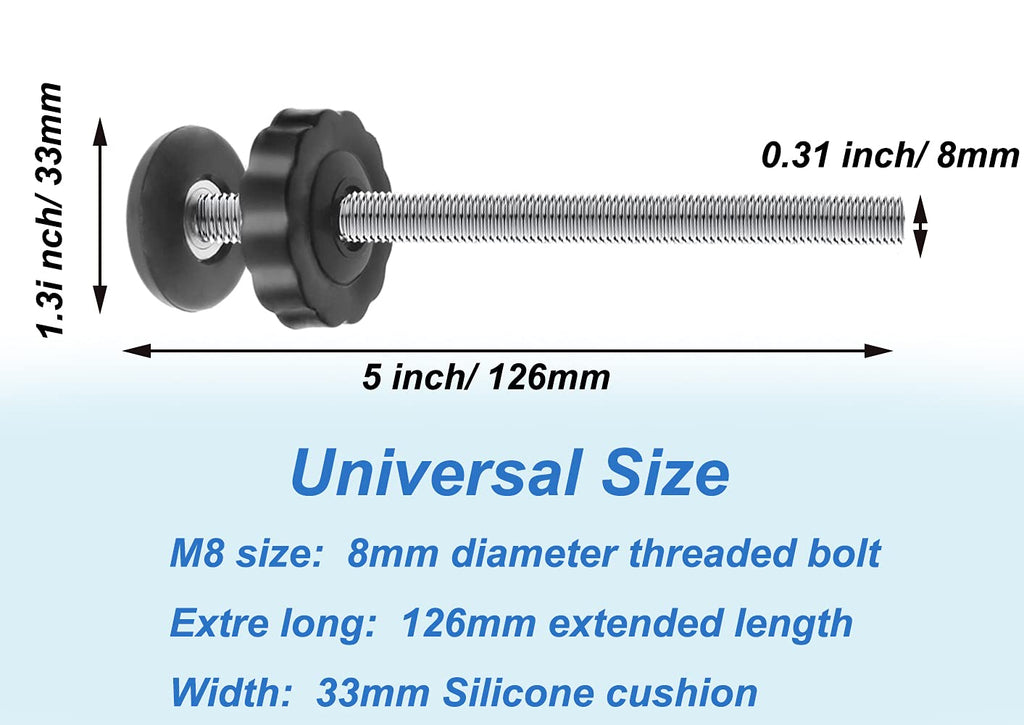 4Pcs Universal Baby Gates Threaded Spindle Rod, M8 (8mm) Replacement Bolt Part for Pet Pressure Mounted Safety Gates, Extra Long Baby Tension Gate Extender (Black)