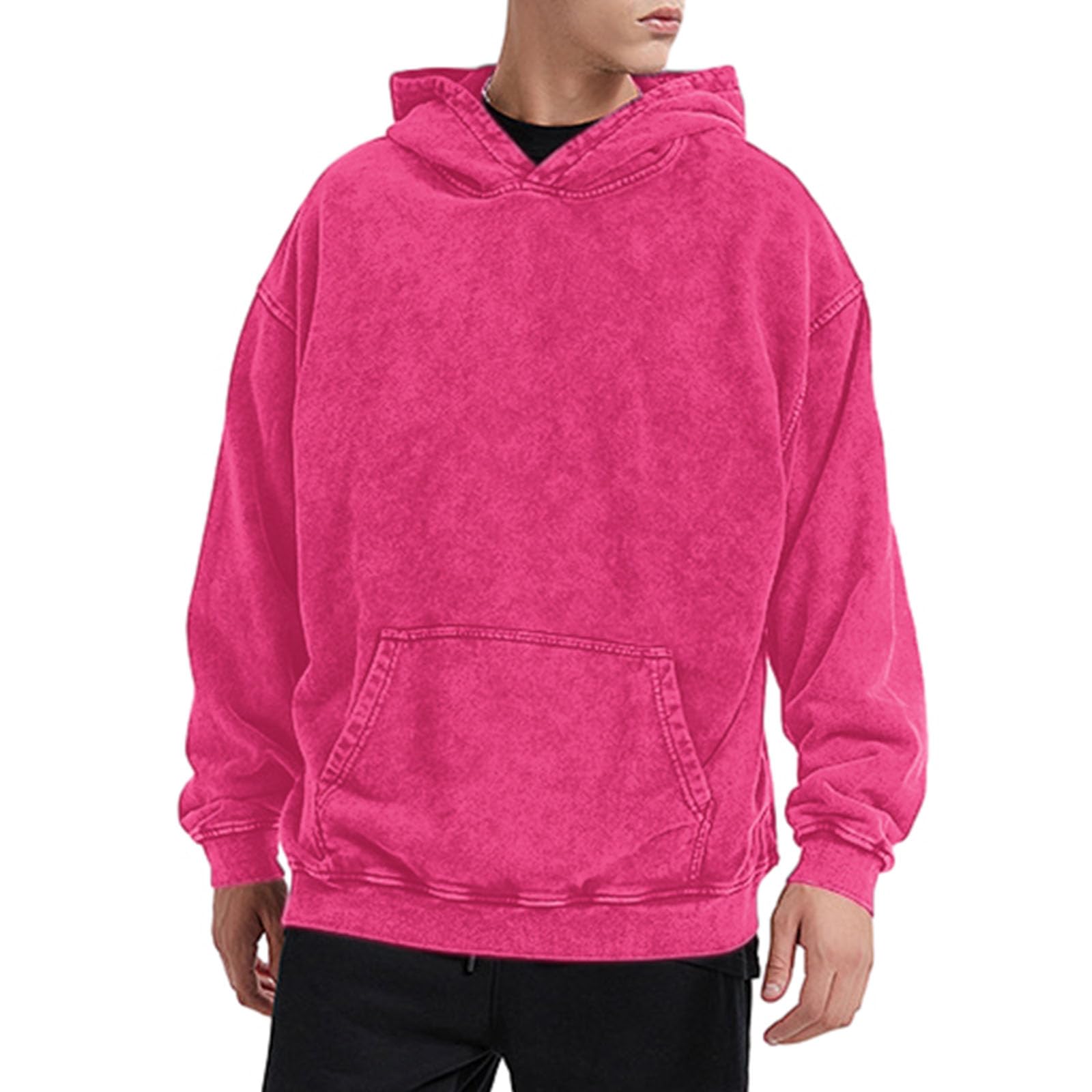 Bobeutou Oversized Hoodie Men Vintage Cotton Casual Hooded Sweatshirt Trendy Baggy Basic Hoodies Retro Pullover Streetwear