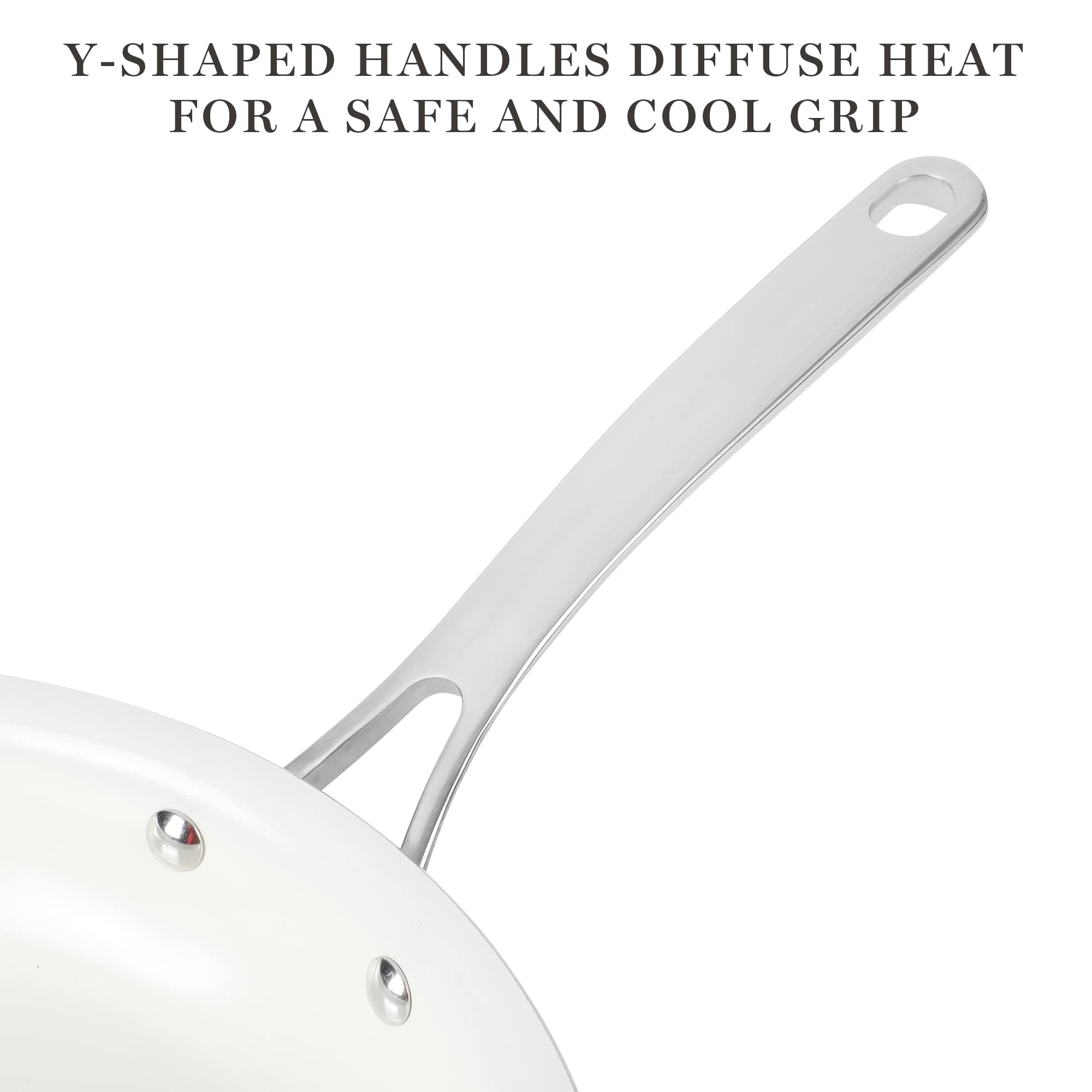 Martha Stewart Lockton Premium Nonstick PFA Free Ceramic Interior 10 Piece Enamel Heavy Gauge Aluminum Pots and Pans Cookware Set - Butter Cream