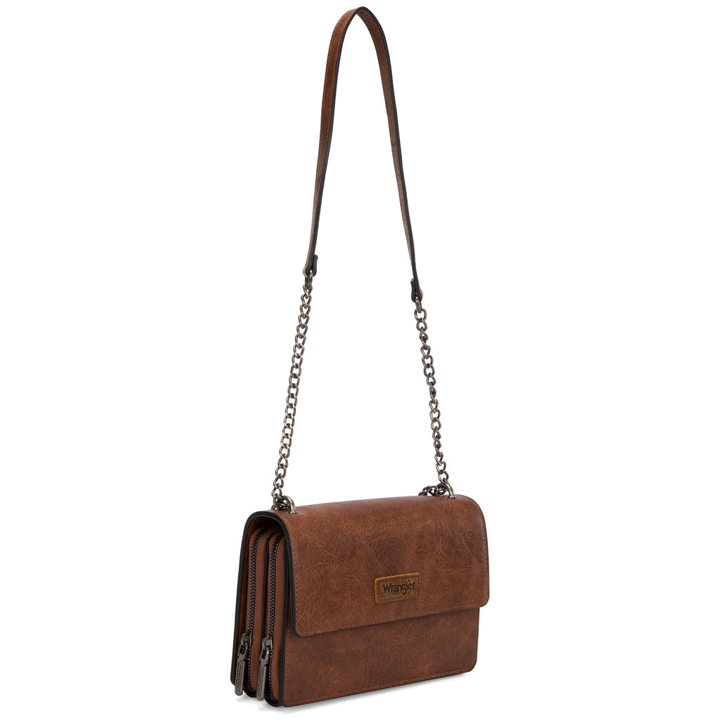Wrangler Flap Crossbody Purse for Women Shoulder Bag Vintage Wallets with Chain Strap