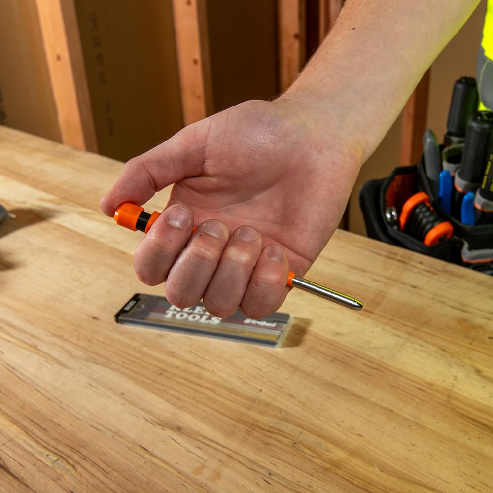 Klein Tools 86501 Skribes 2.8 mm Mechanical Carpenter Pencil with Built-In Sharpener, 4 Refills, and Deep Hole Marking for Woodworking and Construction