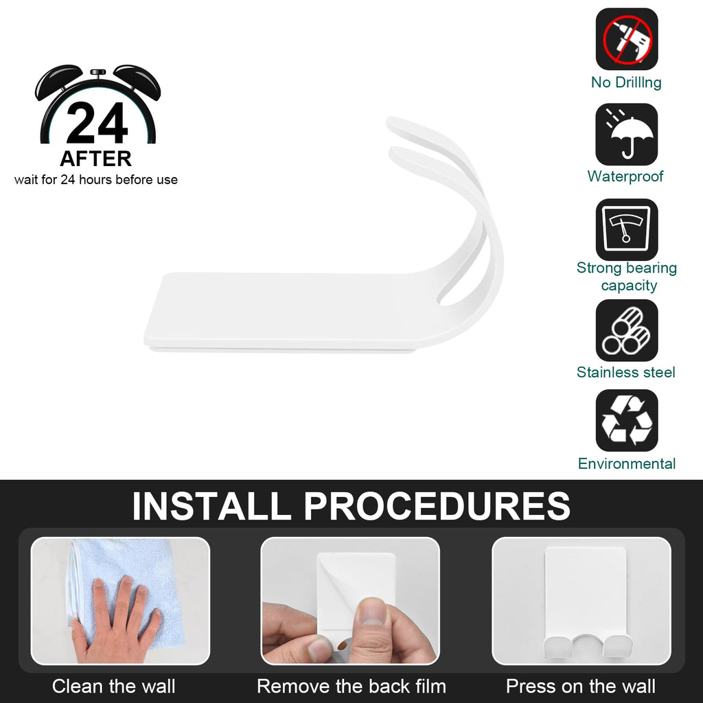 CGBE Shower Holders for Razors, 2 Pack Squeegee Holder and 2 Pack Razor Holder, Razors Holder for Shower Heavy Duty Waterproof Hook for Squeegee Loofah - Black