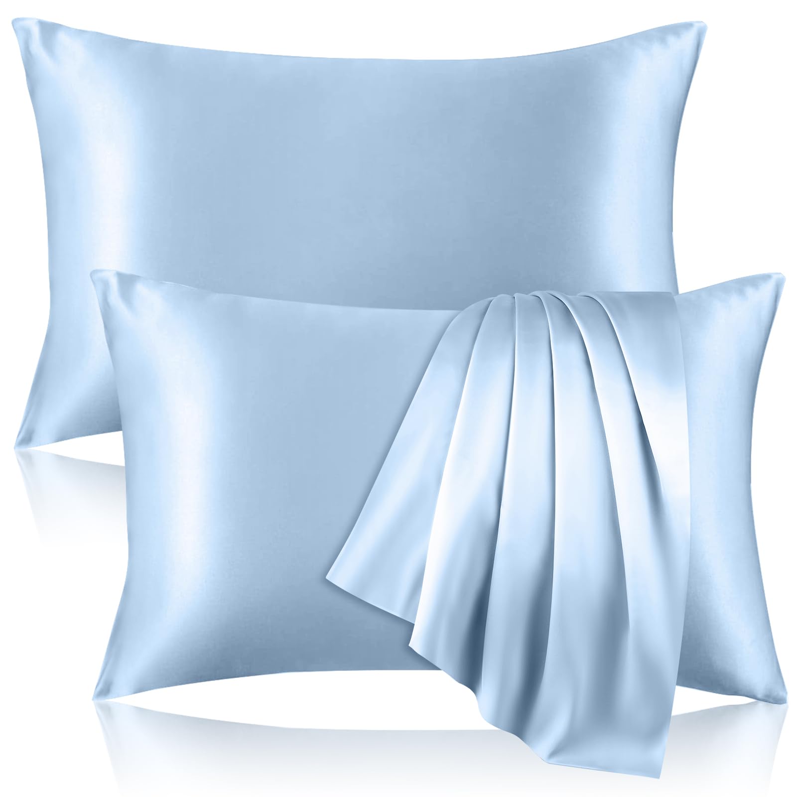 2 Pack 100% Pure Silk Pillowcase for Hair and Skin, Both Sides Mulberry Silk Pillowcases with Hidden Zipper, Cooling Pillowcase 19 Momme, 600 Thread Silk Pillow Cases Standard Size, Apricot