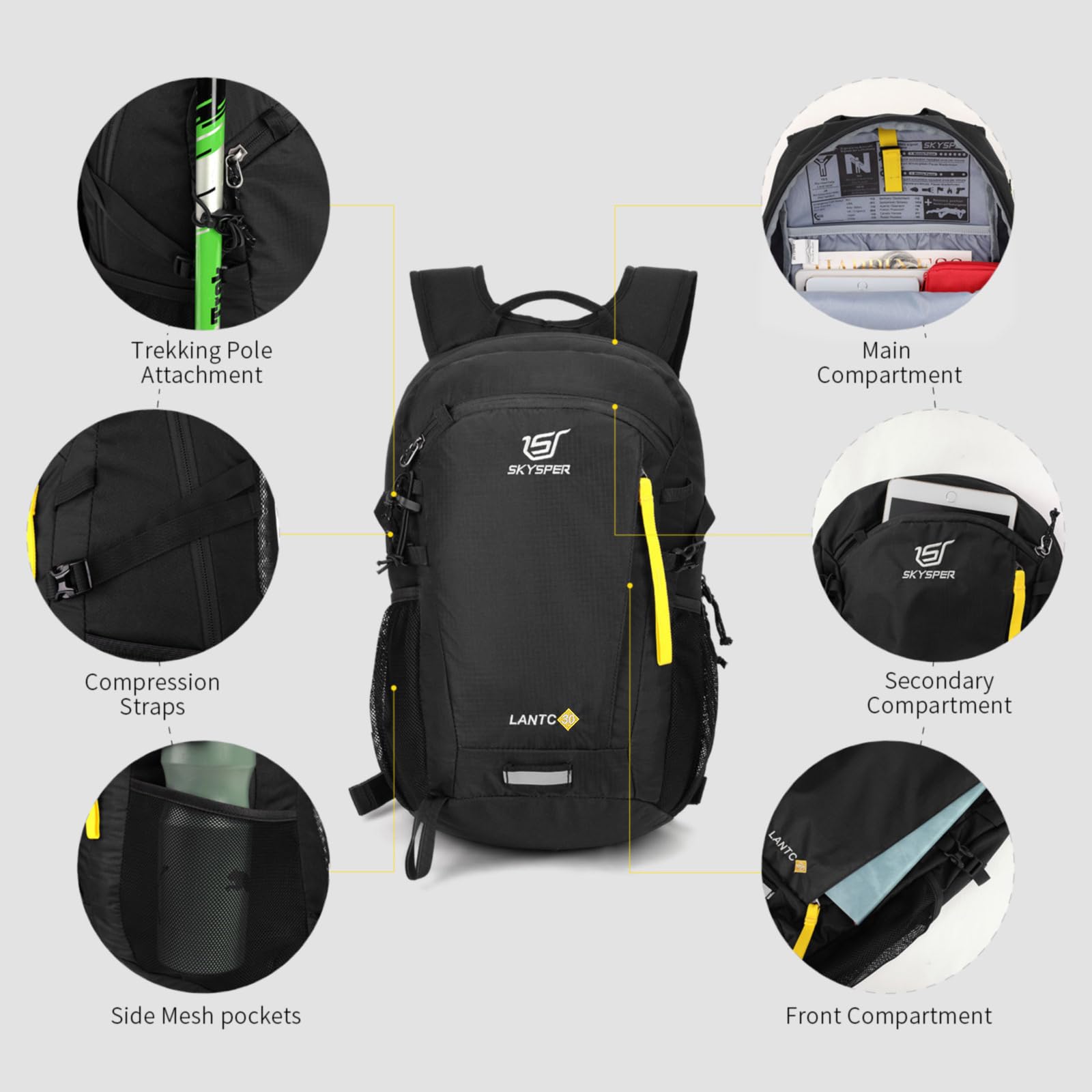 SKYSPER Small Hiking Backpack, 20L Lightweight Travel Backpacks Hiking Daypack for Women Men