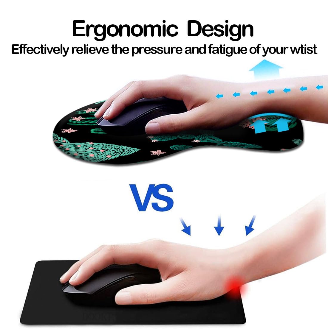 DOOKE Ergonomic Mouse Pad with Wrist Support and Coaster,Mouse Pads with Non-Slip PU Base for Home Office Working Studying Easy Typing & Pain Relief Aesthetic Art
