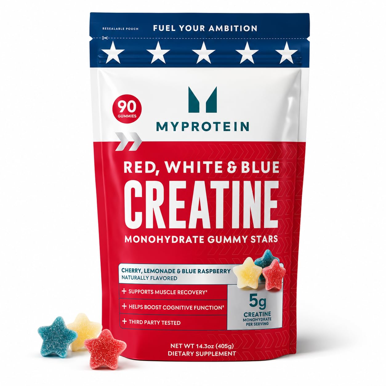 Myprotein Creatine Gummies, 5g Creatine Monohydrate per Serving, Lemon, 90 Count, 18 Servings, Chewable Post/Pre Workout Strength & Recovery Sports Nutrition Supplement, Vegan, Non-GMO