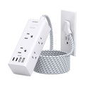One Beat Short Extension Cord 1Ft, Flat Plug Power Strip Surge Protector - 6 Widely Outlets with 4 USB Ports (2 USB C), Wall Mount Small Power Strip for Travel, Home Office College Dorm Essentials