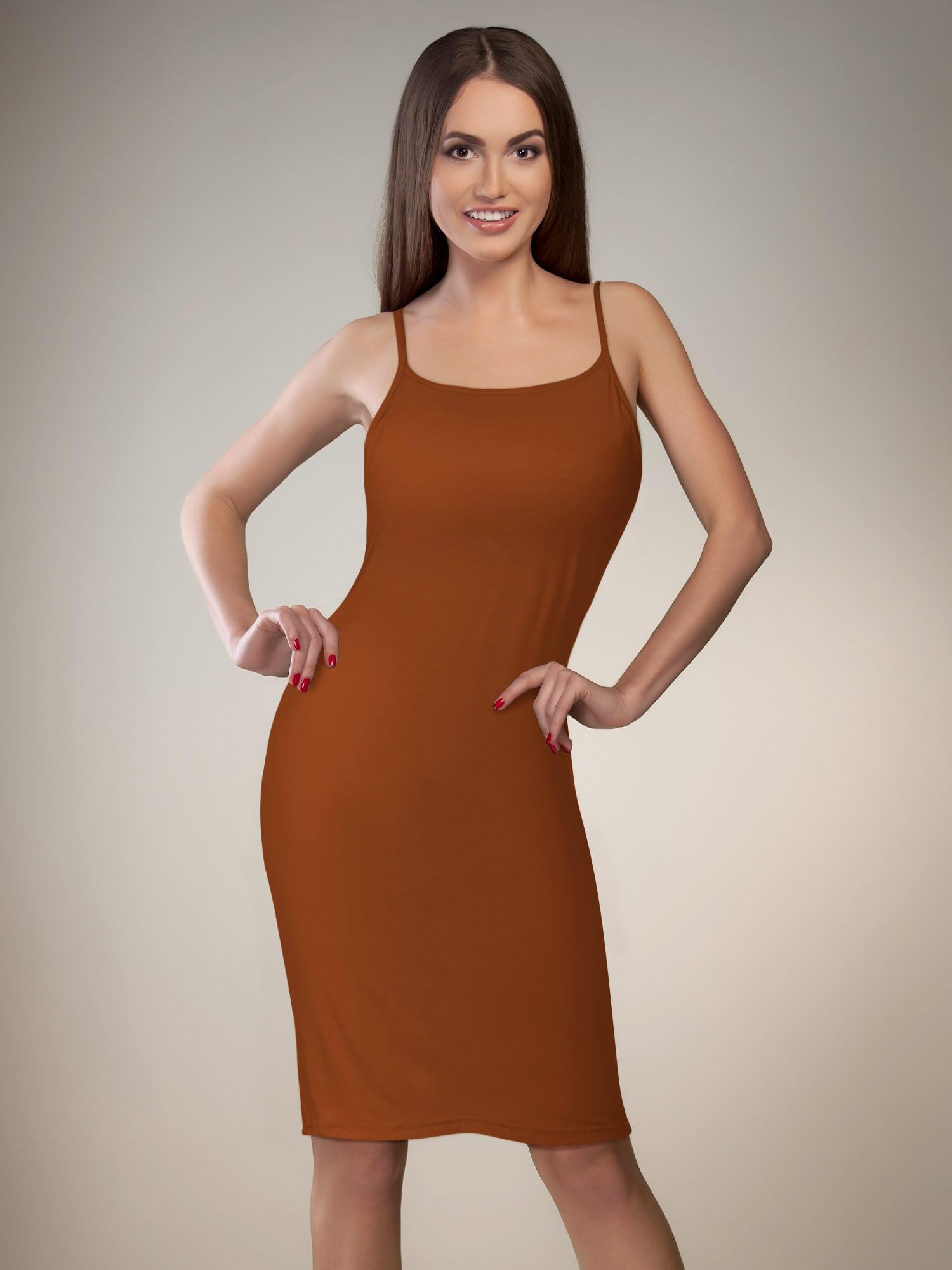 WILLBOND 3 Pieces Women's Basic Cami Long Tanks Dress Spaghetti Strap Slips for Under Dresses, Long Camisoles for Layering
