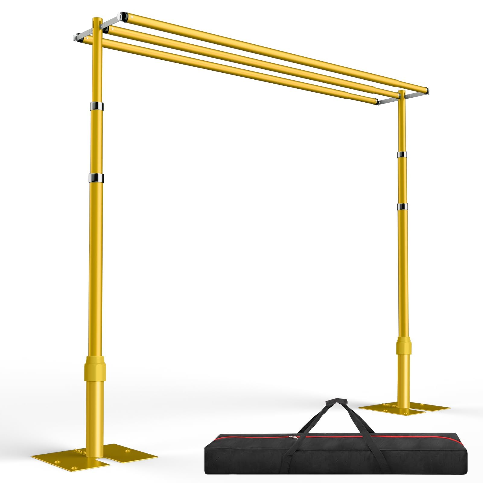 EMART Backdrop Stand Heavy Duty 8.9x10Ft,Three Crossbar Pipe and Drape Photo Background Support Kit, Adjustable Metal Frame with Flat Base for Wedding Birthday Party Decorations-Black