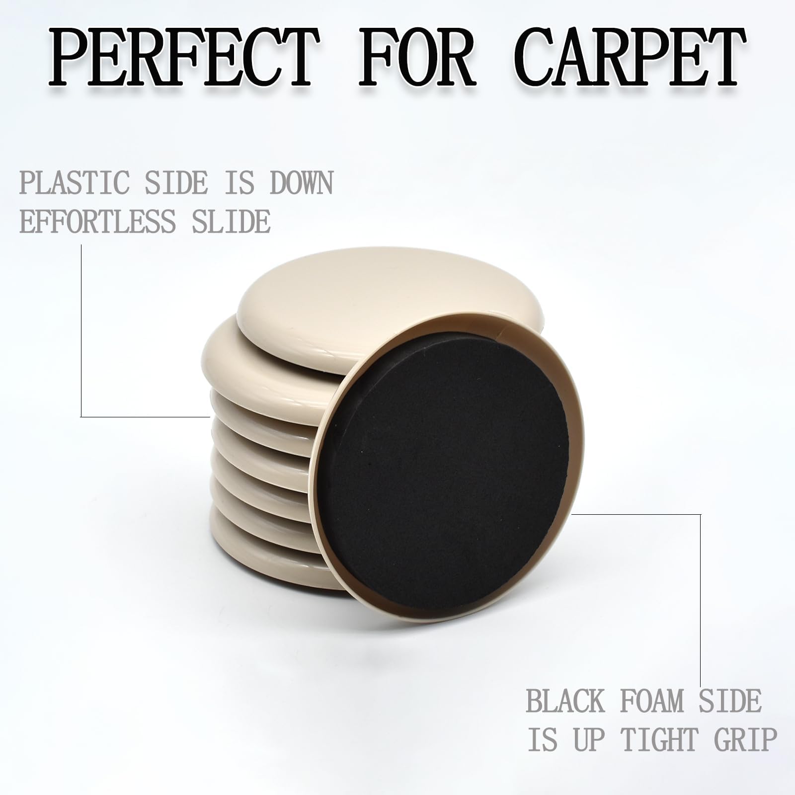 Furniture Sliders, Furniture Sliders Pads for Hardwood Floors, Chair Legs Floors Protectors, Reusable Round Glides Glider, Heavy Duty Furniture Movers Sliders (8 Pcs, 3 1/2inch，Coffee)