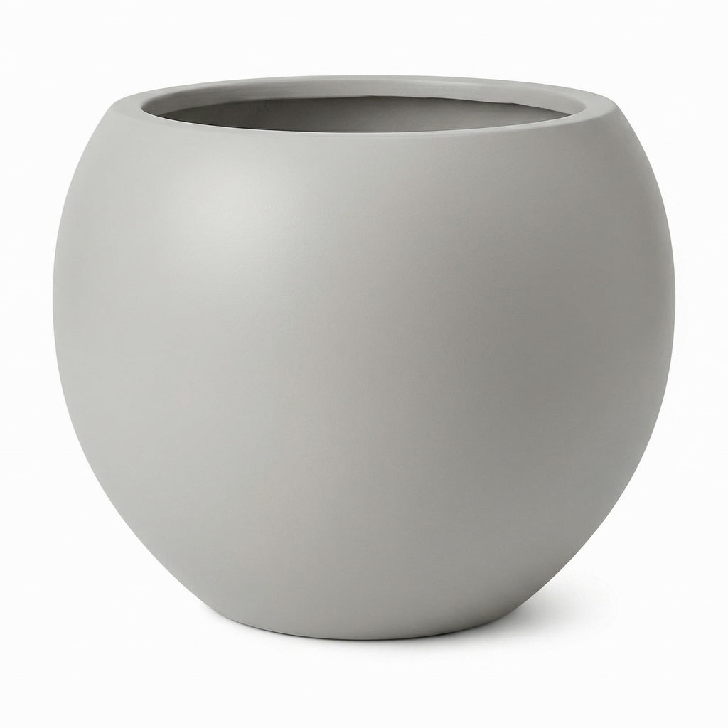 DTY Fiberstone Globe Planter Indoor Outdoor — Lightweight Sphere Ball Pot for Olive Tree, Monstera & Palm | Fiberglass Stone | UV Resistant, Drainage Hole | 2 Coco Mats | Black | 12.6" D × 10" H