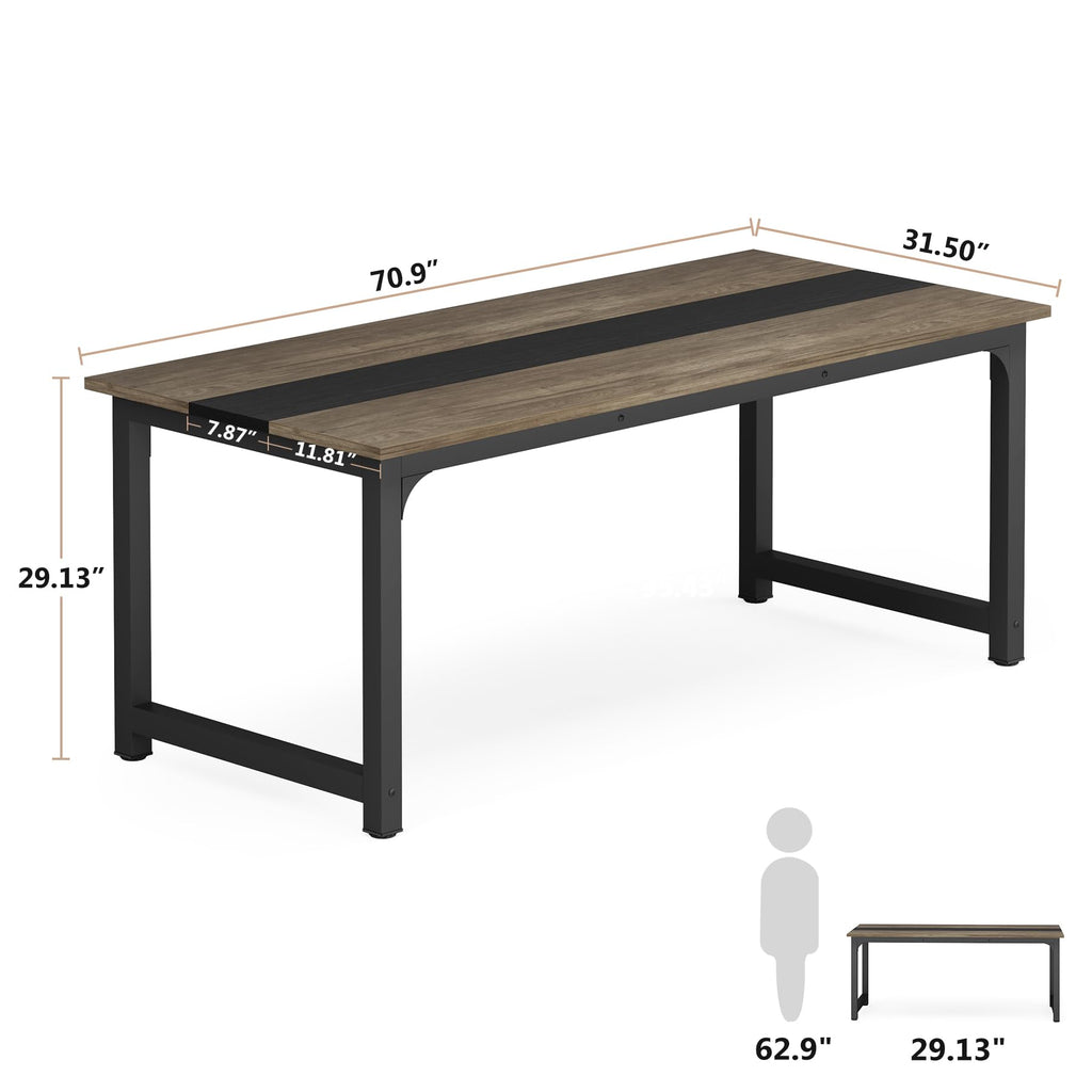 Tribesigns 63” Executive Desk, Large Office Computer Desk with Thicken Frame, Modern Simple Workstation Business Furniture for Home Office, Rustic Brown/Black