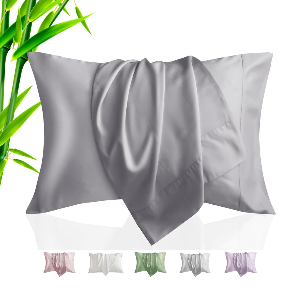 Pillow Cases Standard Size 2 Pack, Bamboo Rayon Cooling Pillowcases with Envelope Closure, Cool Breathable Pillow Case for Hot Sleepers & Night Sweats, 20x26 inches, Aqua Blue