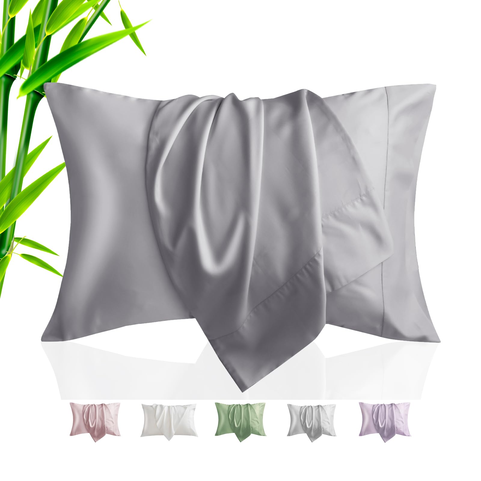 Pillow Cases Standard Size 2 Pack, Bamboo Rayon Cooling Pillowcases with Envelope Closure, Cool Breathable Pillow Case for Hot Sleepers & Night Sweats, 20x26 inches, Aqua Blue
