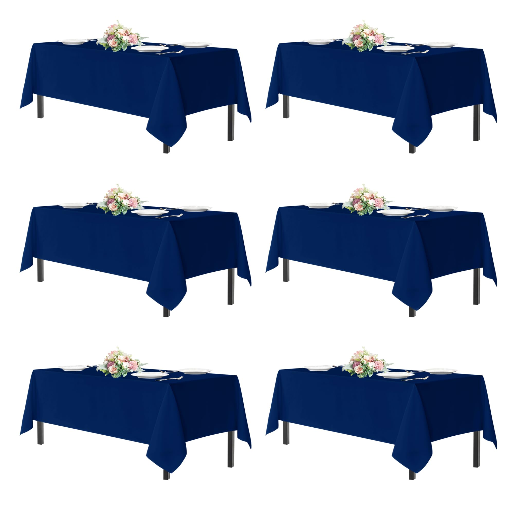 sancua Rectangle Tablecloths for 4ft Tables, 6 Pack - 60x84 Inch - Beige Washable Fabric Cloth Table Cloth for Wedding, Party, Birthday, Banquet, Reusable Polyester Table Covers