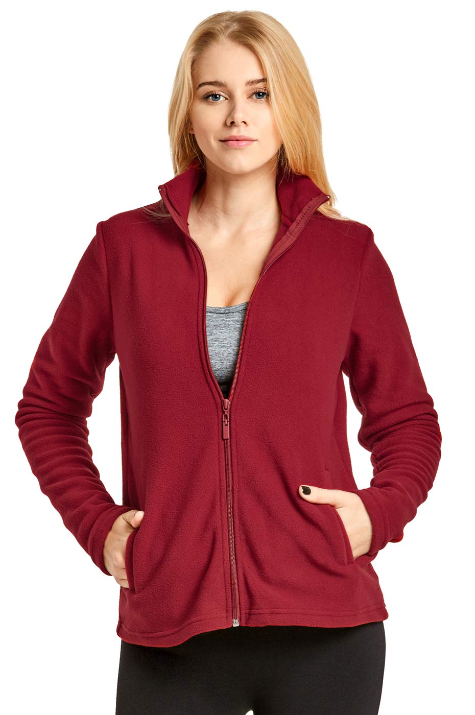Sofra Women's Polar Fleece Full Zip Up Winter Jacket