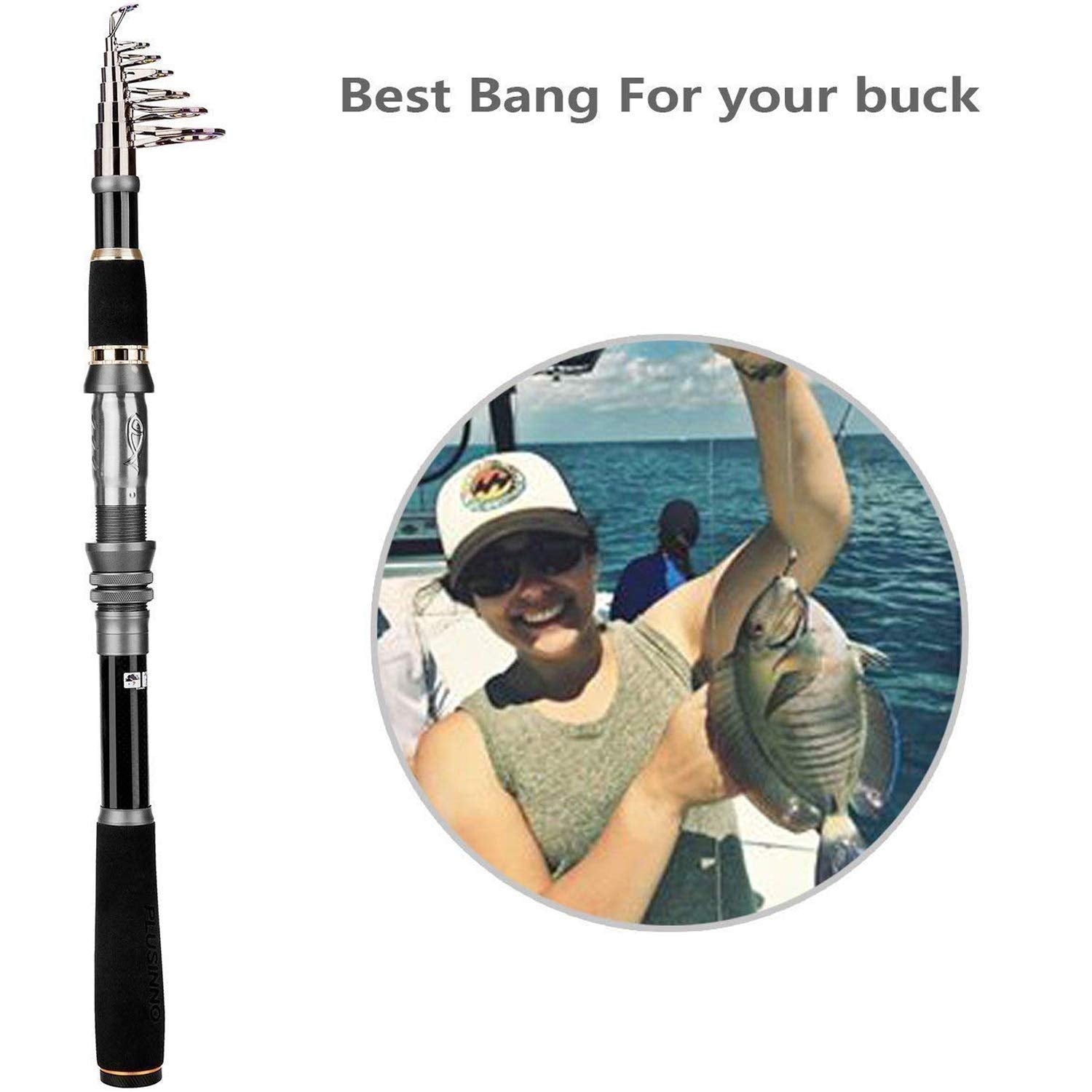 PLUSINNO Fishing Rod, Telescopic Fishing Rod and Reel Combo, Collapsible Travel Fishing Pole Rod Starter Kit, Carbon Fiber Fishing Rods and 12 +1 Bearings Stainless Steel, Fishing Gifts for Men Adults