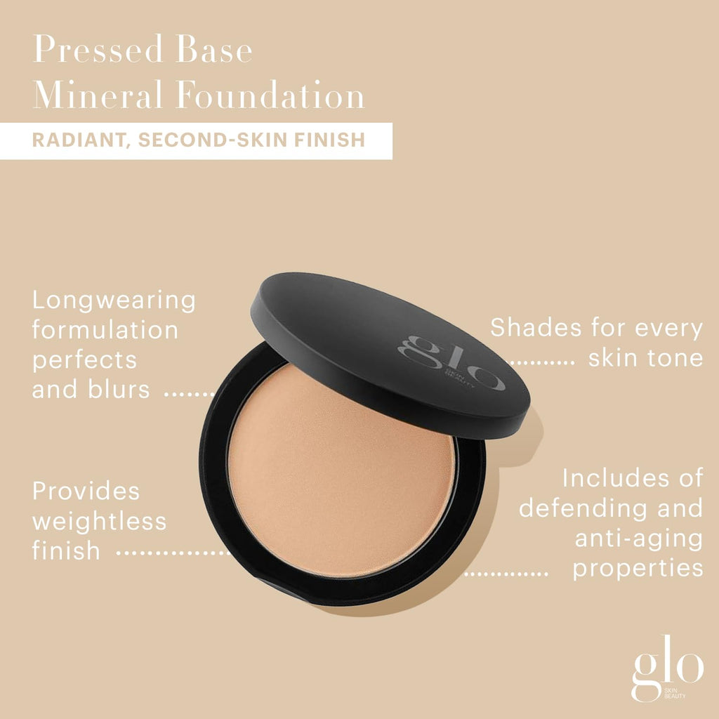 Glo Skin Beauty Pressed Base Powder Foundation, Beige – Buildable Sheer to Full Coverage, Long Wear Face Powder Compact, Pressed Powder Makeup for Smooth, Semi-Matte Finish