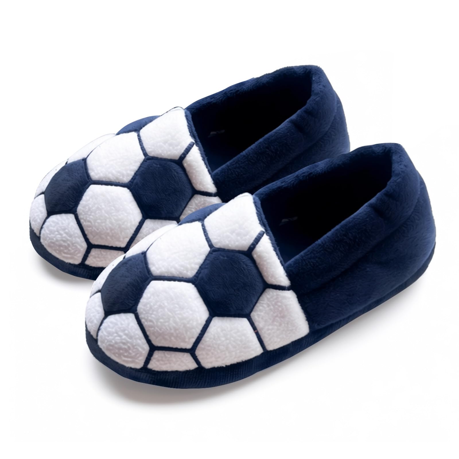 Little Kids Big Boys Warm Slippers with Soft Memory Foam Slip-on Indoor Football Slippers