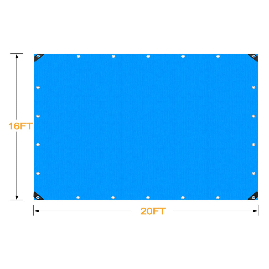 Blue Tarp, Tarps Heavy Duty Waterproof 4x20, Waterproof Plastic Poly 16 Mil Thick Tarpaulin with Metal Grommets Every 19.5 Inches - Emergency Rain Shelter, Outdoor Cover, and Camping Use