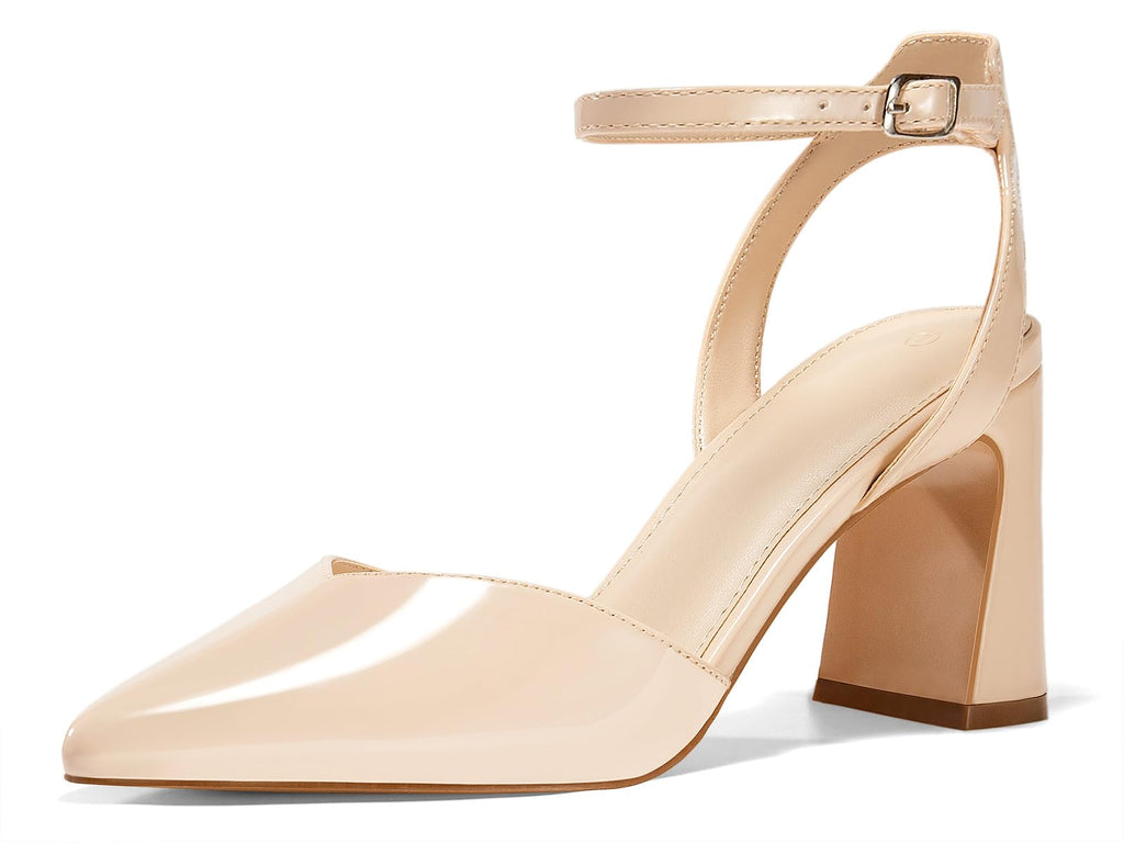 Juliet Holy Womens Closed Toe Heels Chunky Block Heel Ankle Strap Pumps Slingback Heeled Sandals
