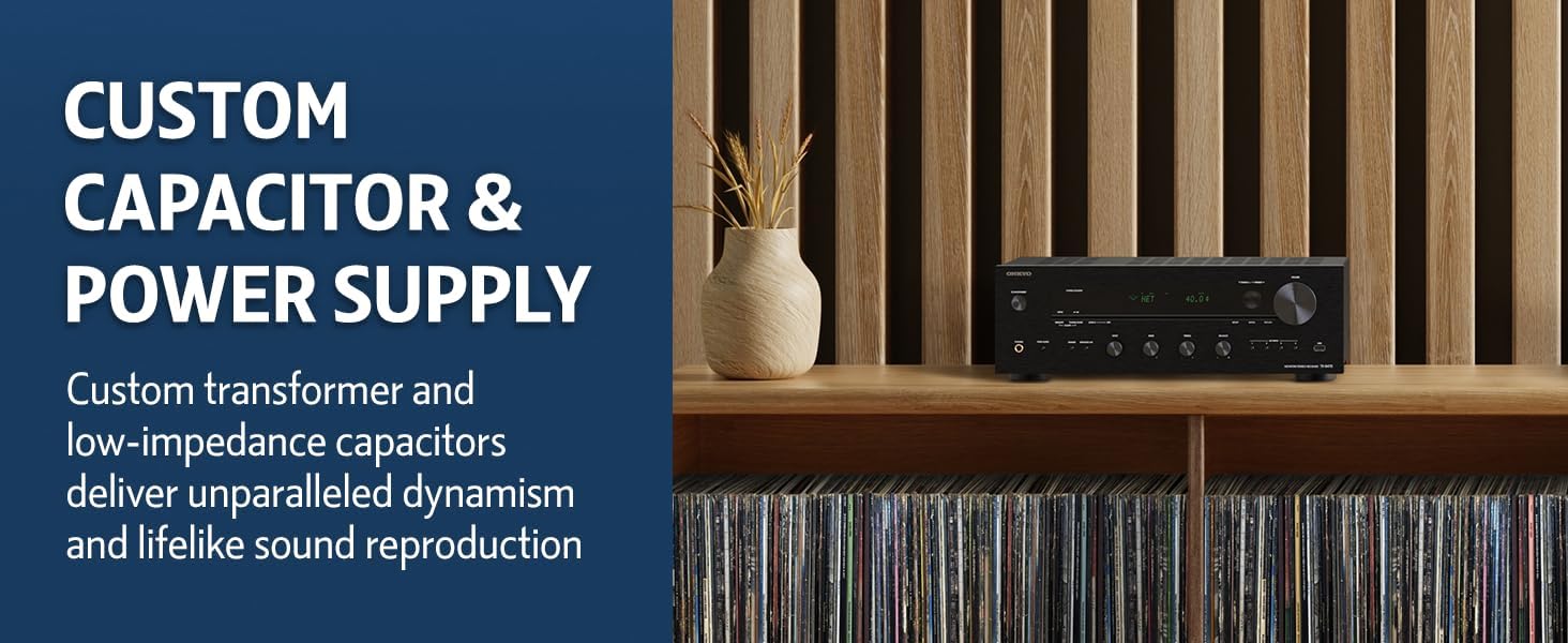 Onkyo TX-8470 2 Channel Stereo Receiver with Wi-Fi, Bluetooth, Phono, Hi-Res Audio and Roon Ready