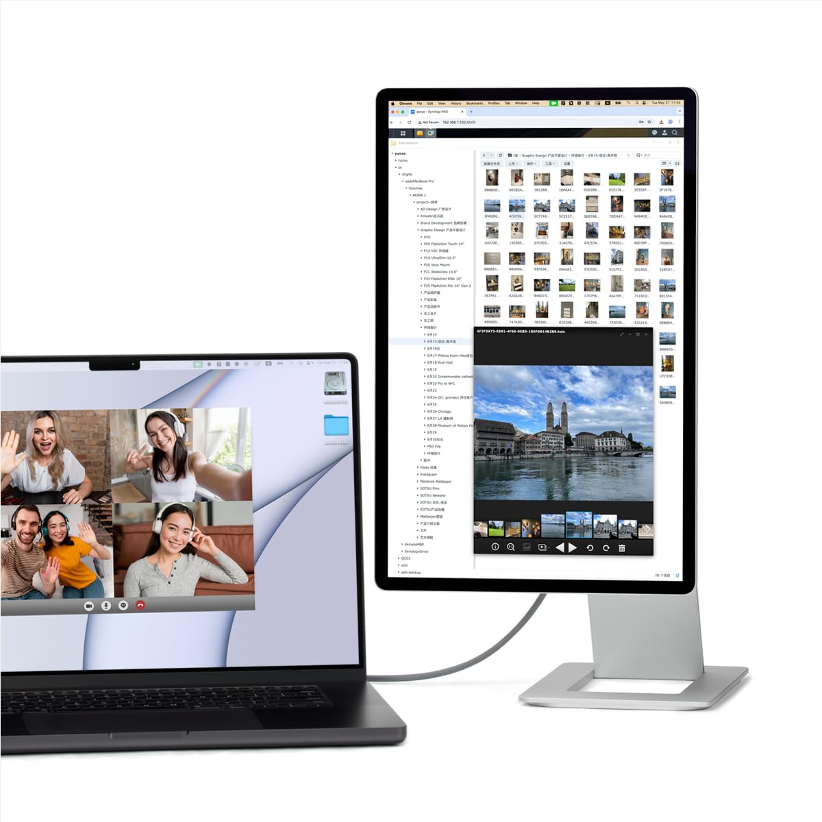 SOTSU FlipAction Pro 16" Gen2 Premium Portable Monitor | Super Compact | Pivot Rotate | 2560x1600 DCI P3 | 120Hz | 400 Nits | Full Metal CNC | Perfect Match for Mac and Windows (Metallic Gray)