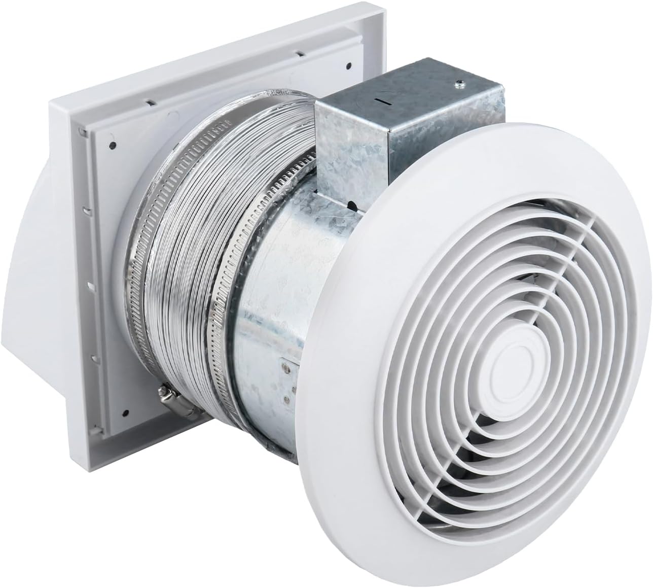 Quini 512M 6-inch Through Wall Exhaust Fan, 80 CFM 4.0 Sones, Bathroom Wall Exhaust Fan, Kitchen Ventilation Fan, 6-inch Diameter Vent, Retractable Duct, One-Year Warranty