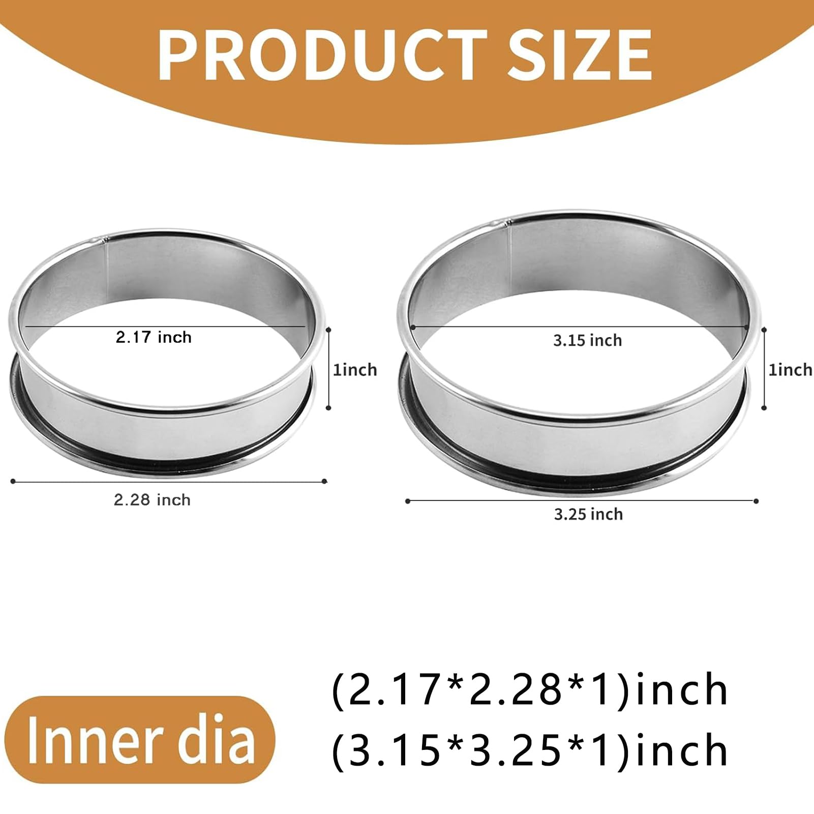 RICHSC-PAN Stainless Steel Perforated Tart Ring Set, 16 Packs Food-Grade, 3.15 Inches and 2.36 Inches, Suitable for All Kinds of Small Fruit Tart Crusts.