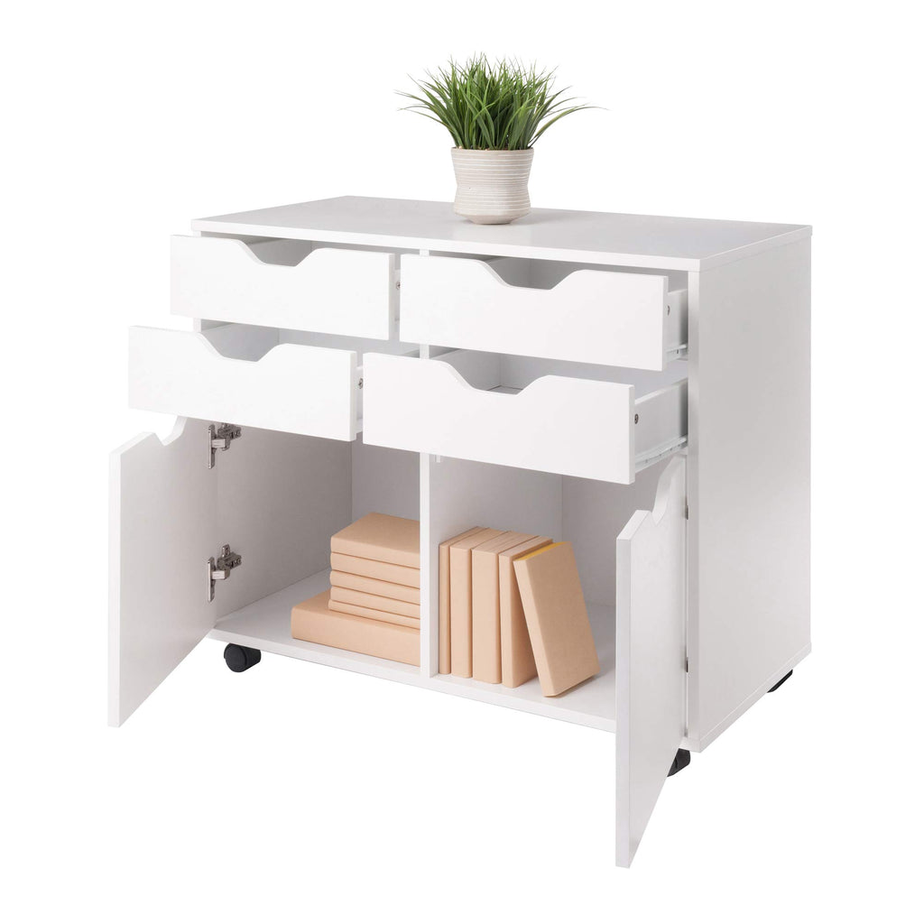 Winsome Halifax Mobile Storage Cabinet with Doors & Drawers, Stylish & Functional Home Storage Cabinet for Filing, Kitchen Organization, Moveable Furniture for Office, Dorms, Apartments