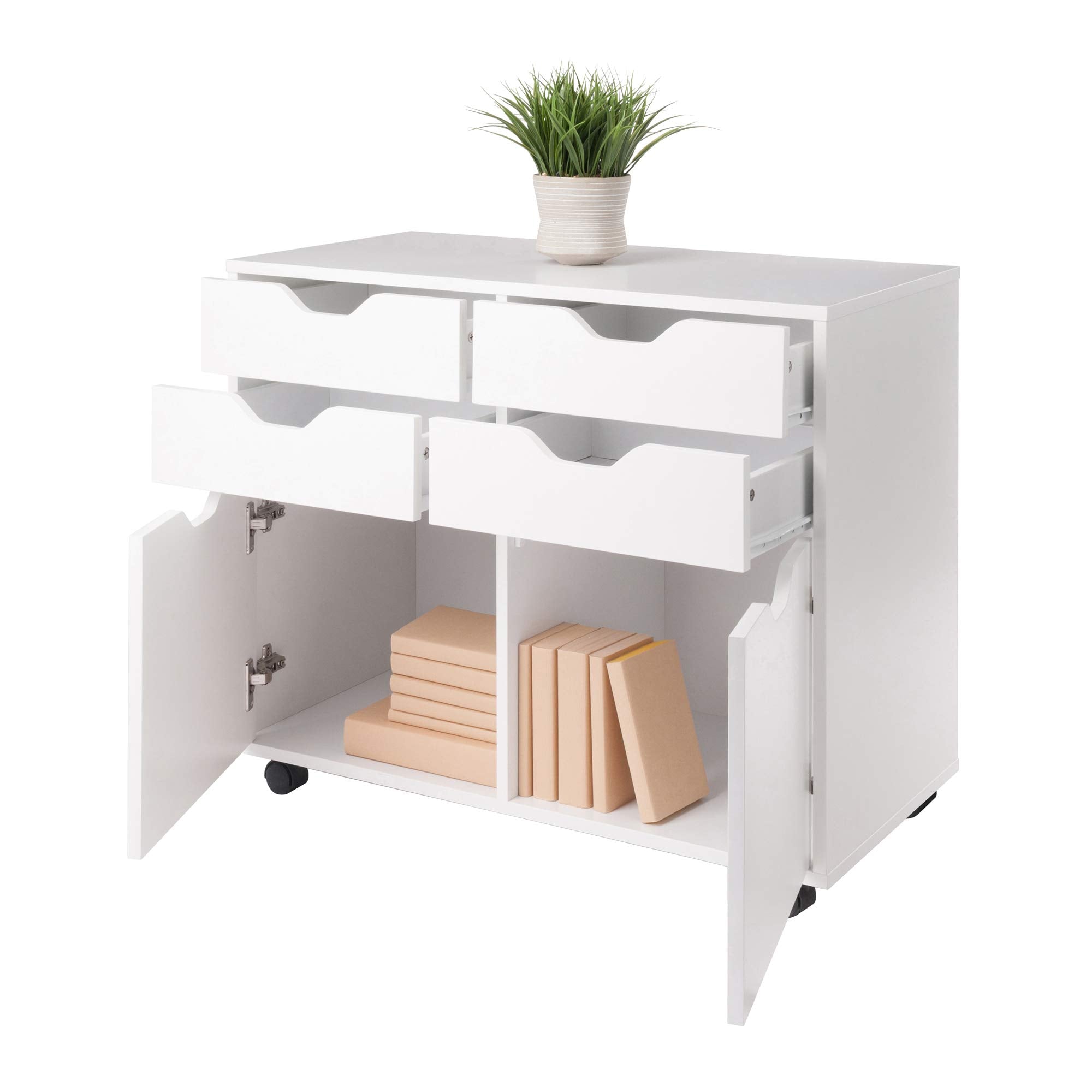 Winsome Halifax Mobile Storage Cabinet with Doors & Drawers, Stylish & Functional Home Storage Cabinet for Filing, Kitchen Organization, Moveable Furniture for Office, Dorms, Apartments